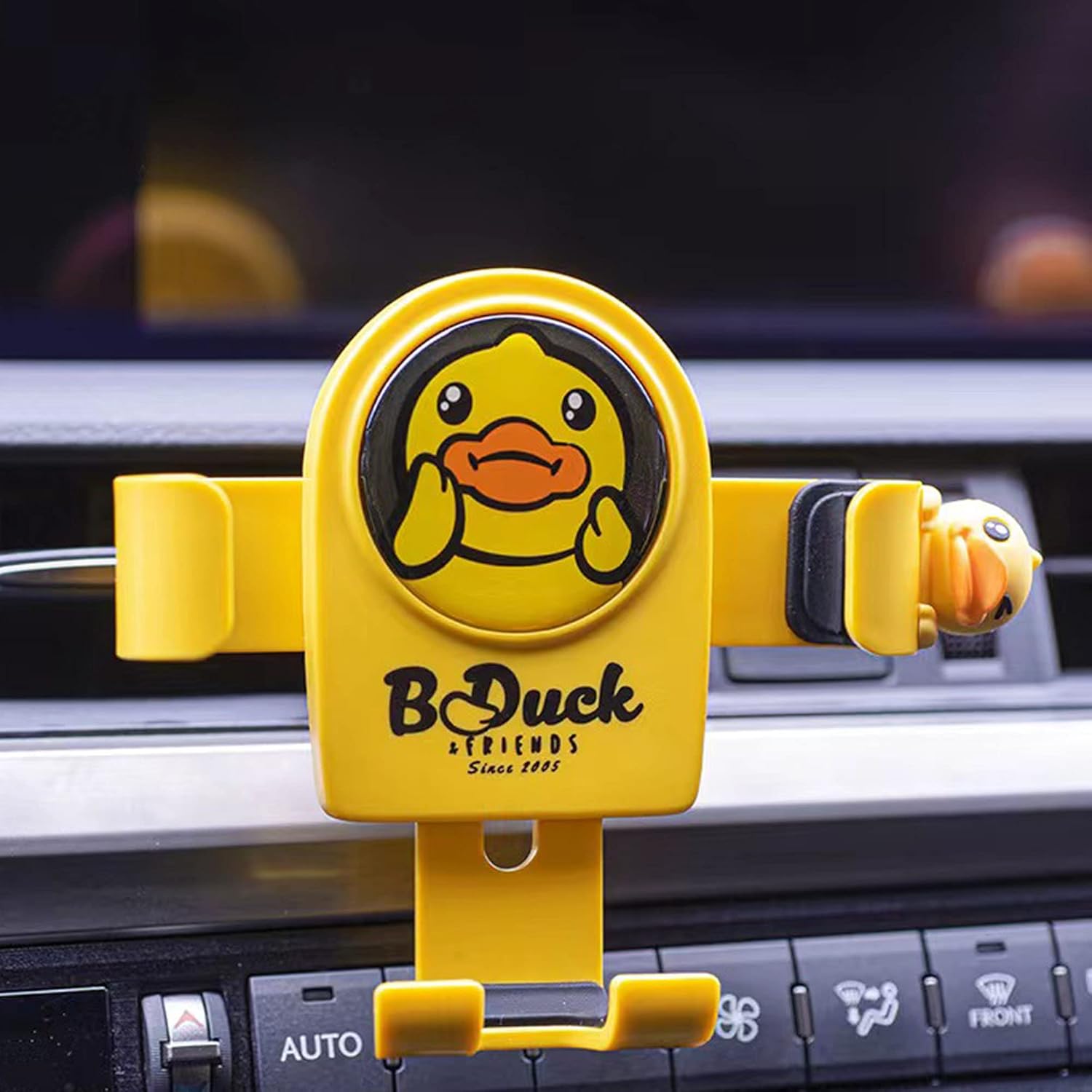 Lindo soporte de coche de ventilación de pato amarillo, bloqueo automático, soporte de teléfono por gravedad para iPhone, Android, teléfonos