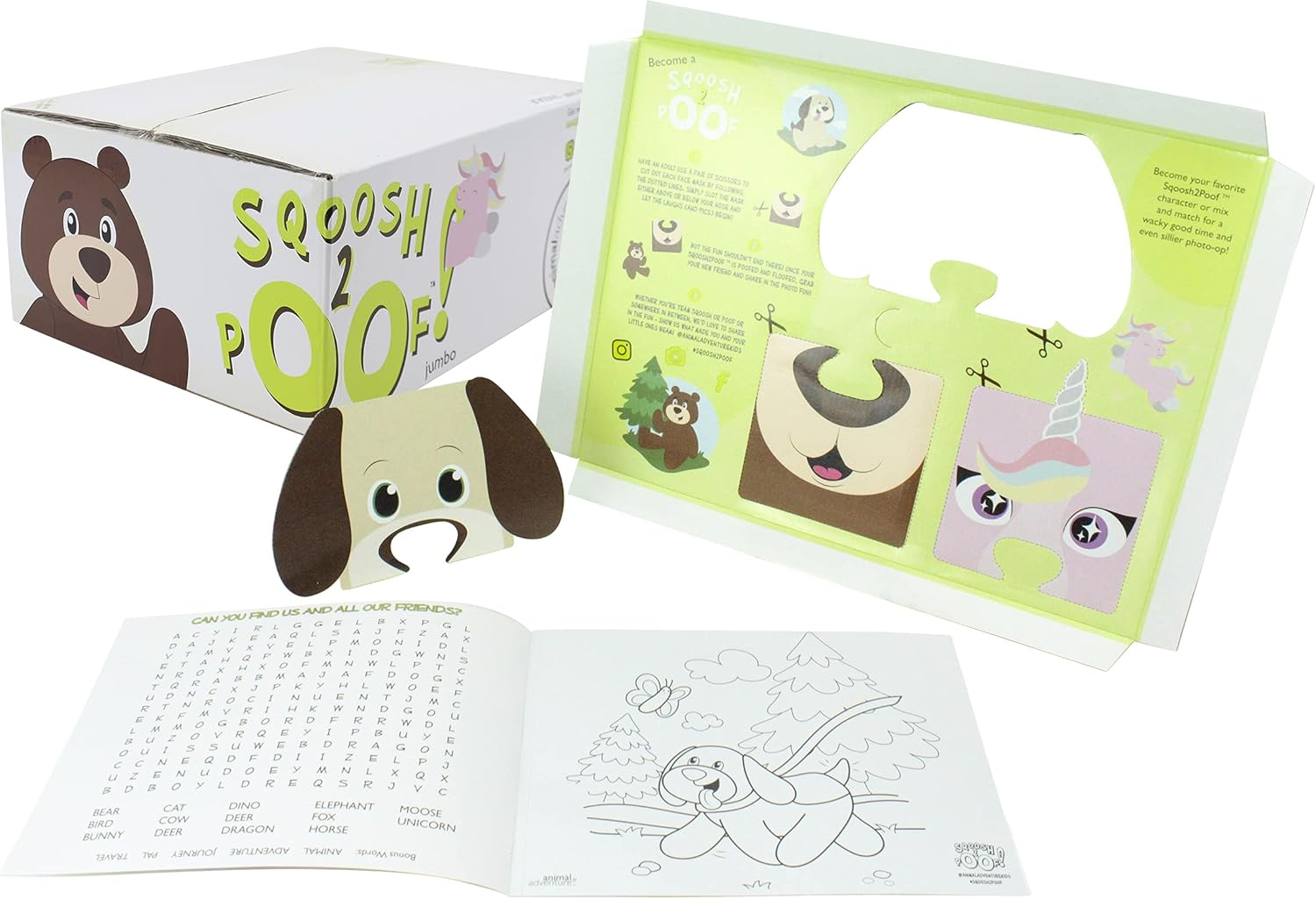 Animal Adventure, Sqoosh2Poof – Personaje de peluche gigante comprimido dentro de una caja pequeña, perro de 44 pulgadas