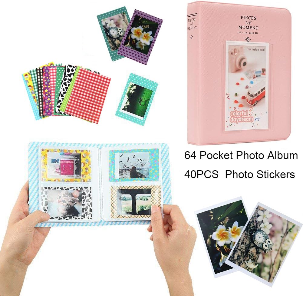 A ANTER Accesorios para cámara instantánea compatibles con cámara de película instantánea Fujifilm Instax Mini 12 11 9, color rosa flor