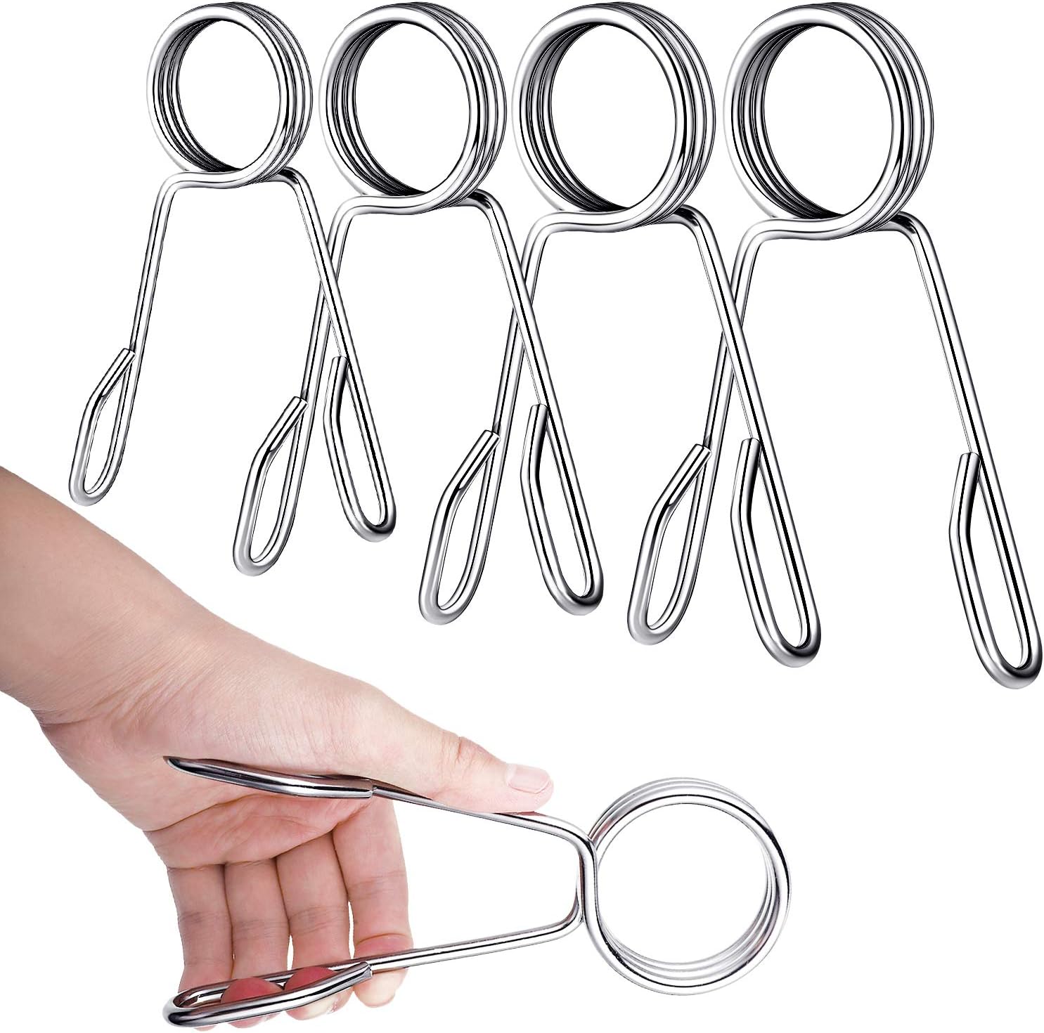 4 collares de resorte para mancuernas de 2 pulgadas, abrazaderas de barra, clips para levantamiento de pesas, ejercicio, suministros de