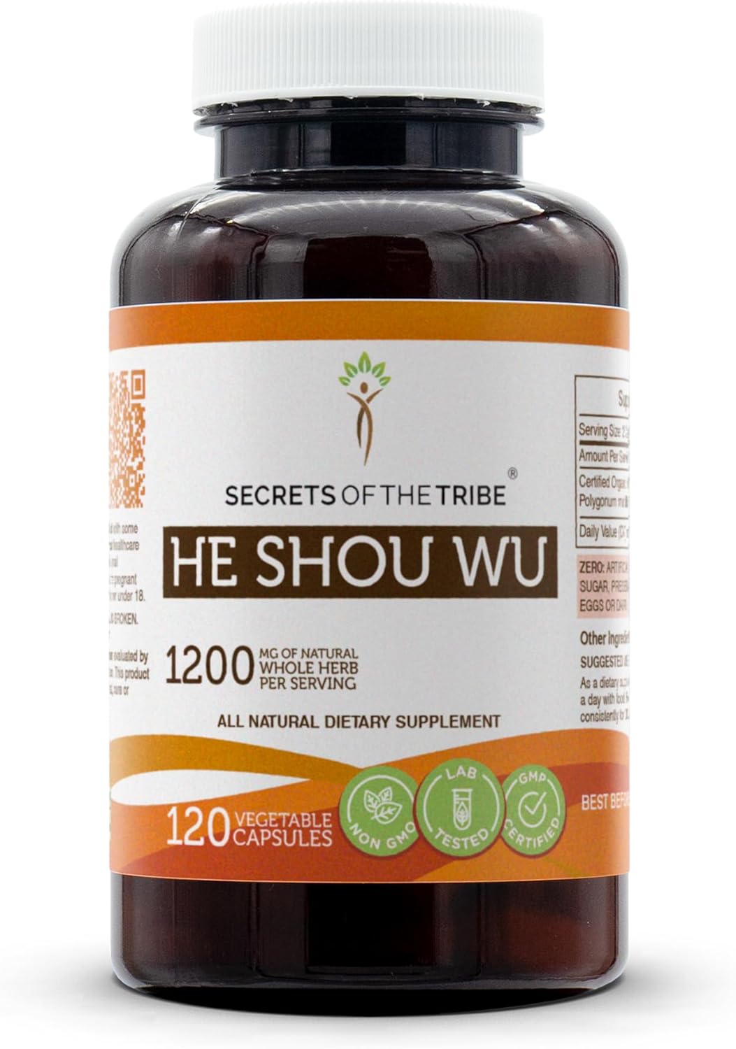 Secrets of the Tribe He Shou Wu 120 Cápsulas, 1200 mg, He Shou Wu (Fo-TI, Polygonum multiflorum) Raíz Seca (120 Cápsulas)