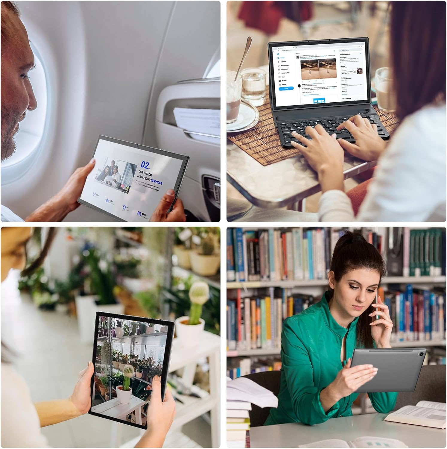 Android Tablet 2 in 1 Tablet, 10 inch Android 12 Tablet 6GB+64GB with Keyboard, Tablets with Case Mouse Stylus,512GB Expandable Dual Camera, WiFi,