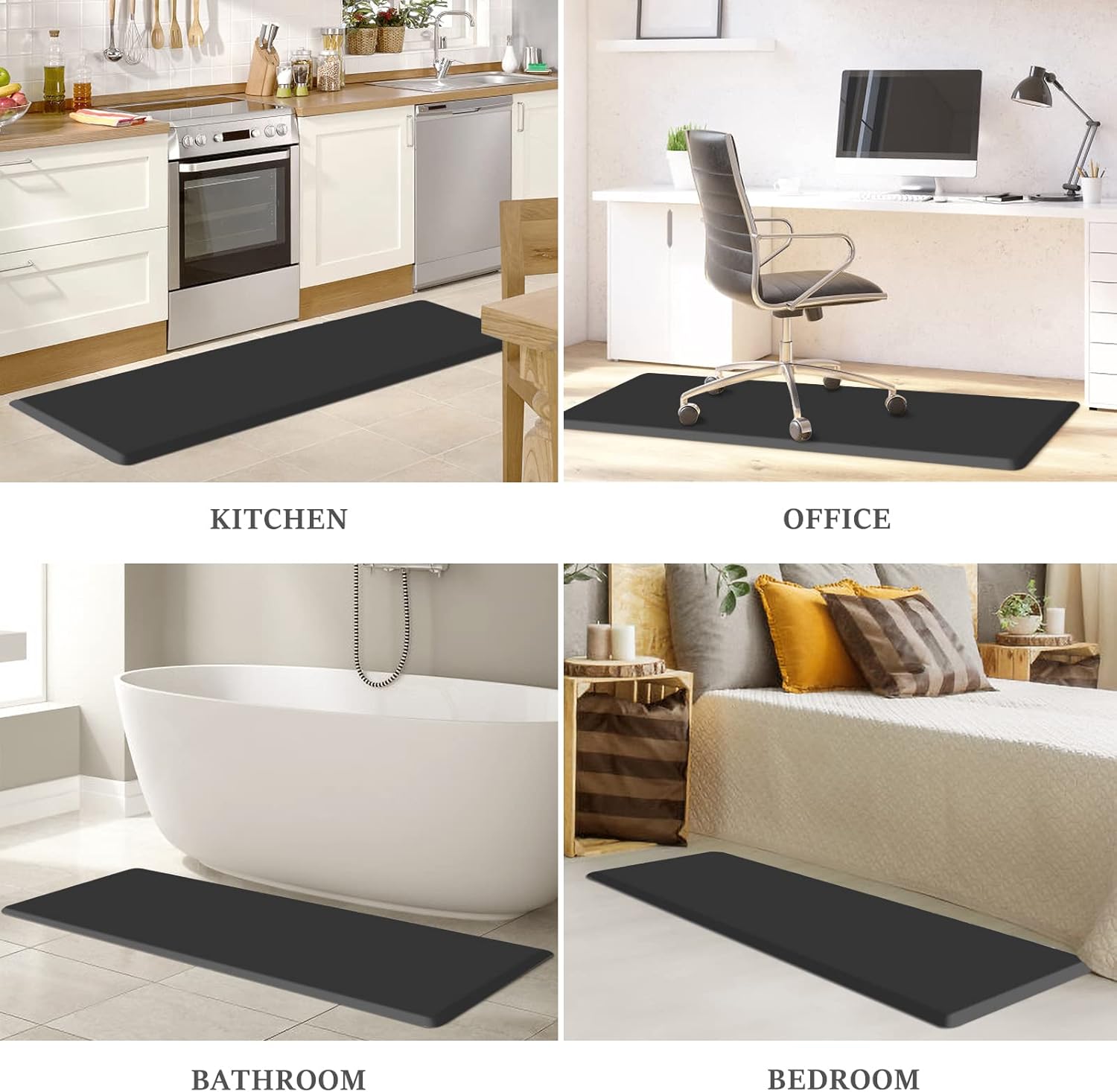 WISELIFE Tapete de cocina acolchado, impermeable, tapete de cocina resistente al agua, tapete ergonómico de PVC cómodo para cocina, oficina,