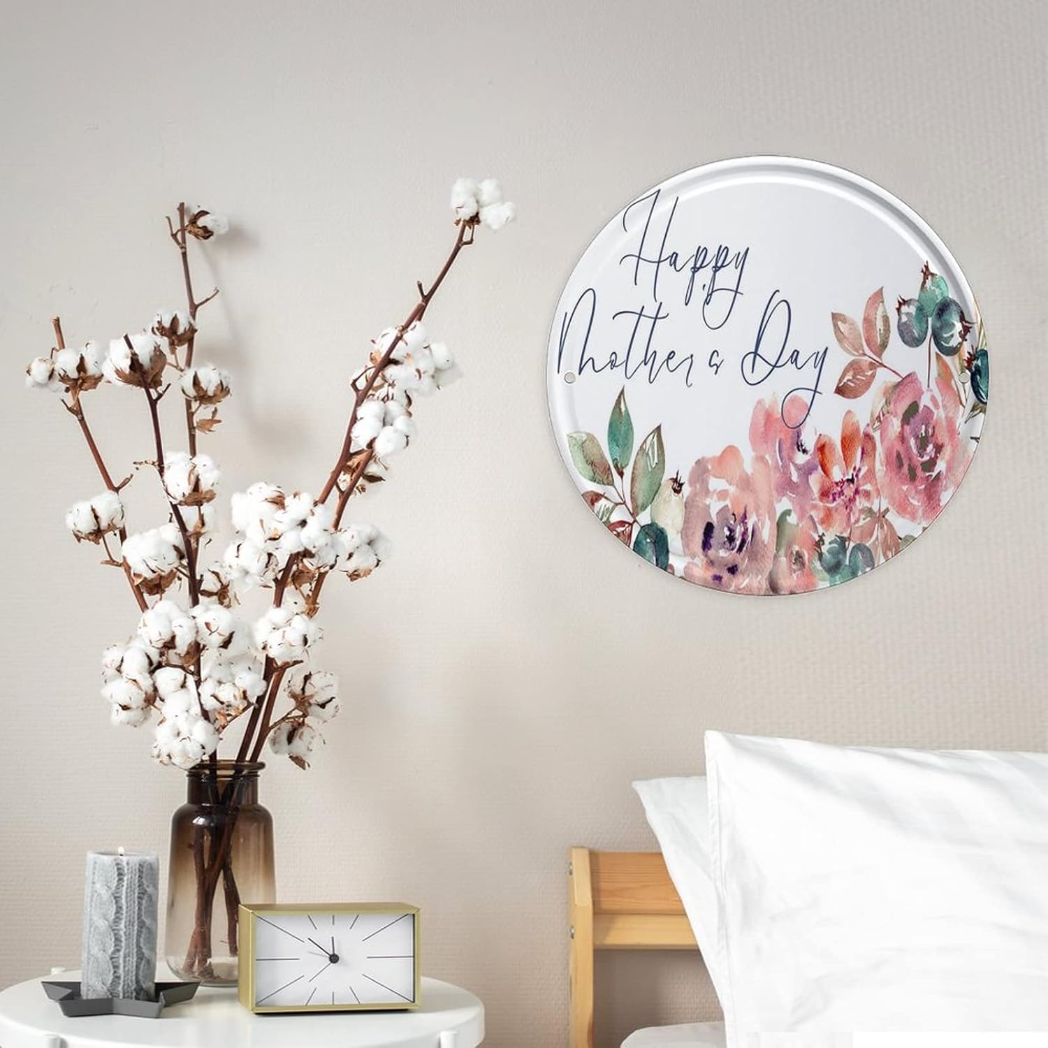 Cartel de metal con texto en inglés Happy Mother’S Day (Happy Mother’S Day de Stranger Things), decoración de pared, 6 x 6 pulgadas, cocina, puerta,