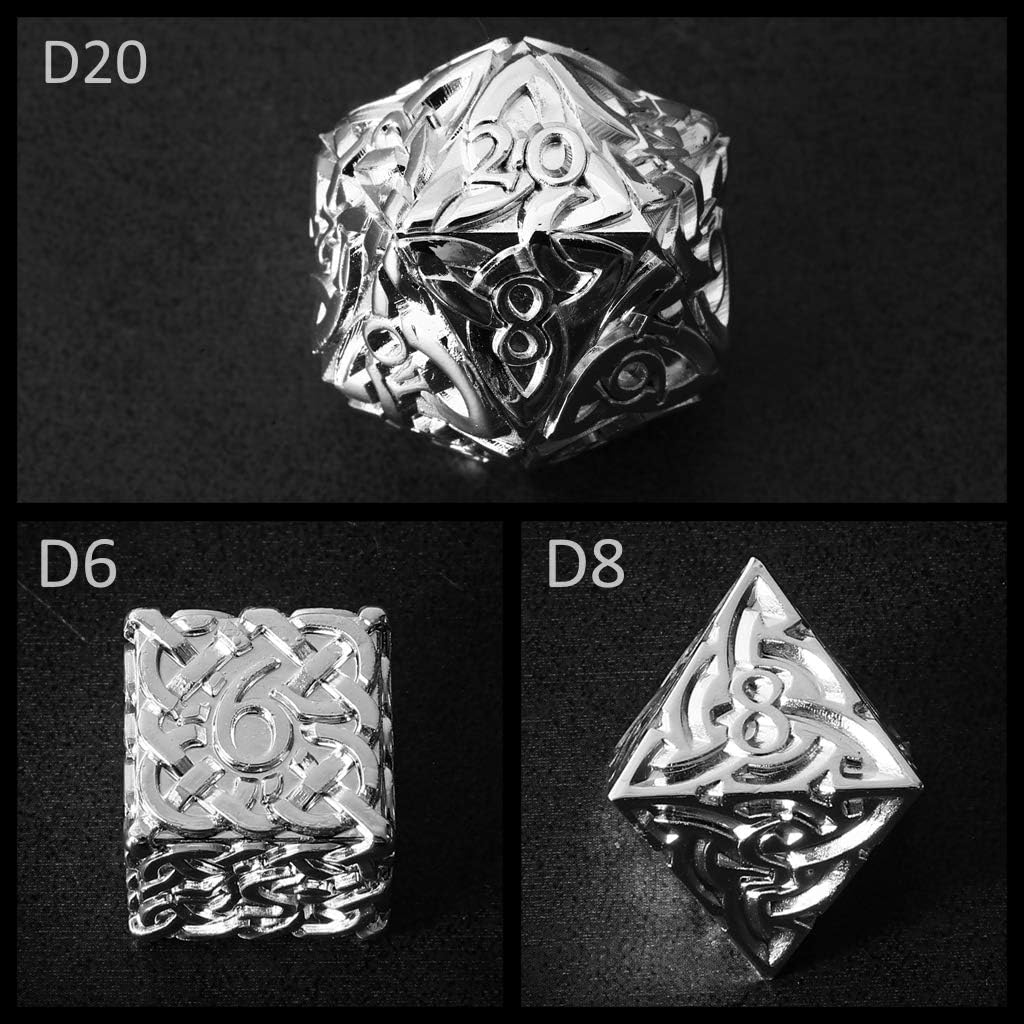 KakapopoTCG. – Juego de dados de metal poliédrico, 7 piezas, extra pesado, extra grande, para Dungeons and Dragons. Call of Cthulhu, Pathfinder,