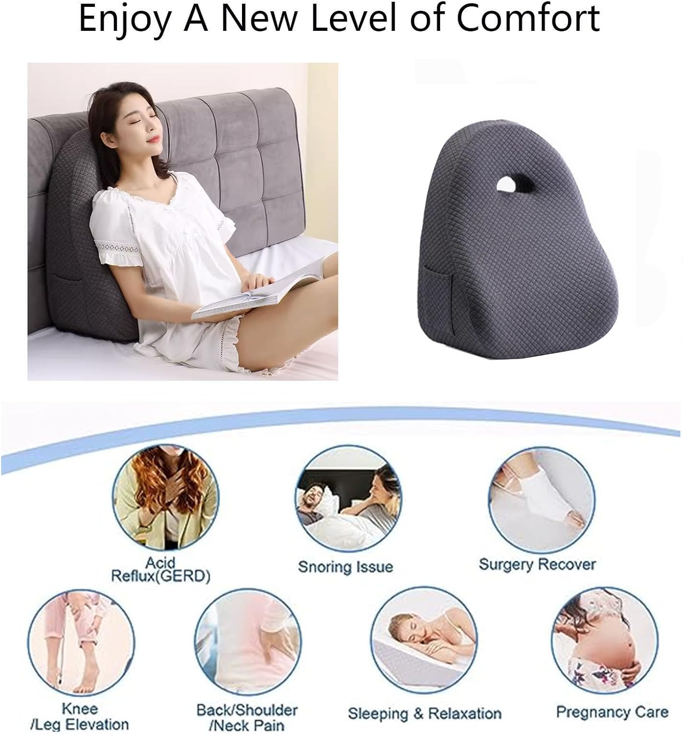 Almohadas de apoyo de posicionamiento del respaldo, almohada de espuma viscoelástica triangular, almohadas lumbares, almohada de espalda perfecta