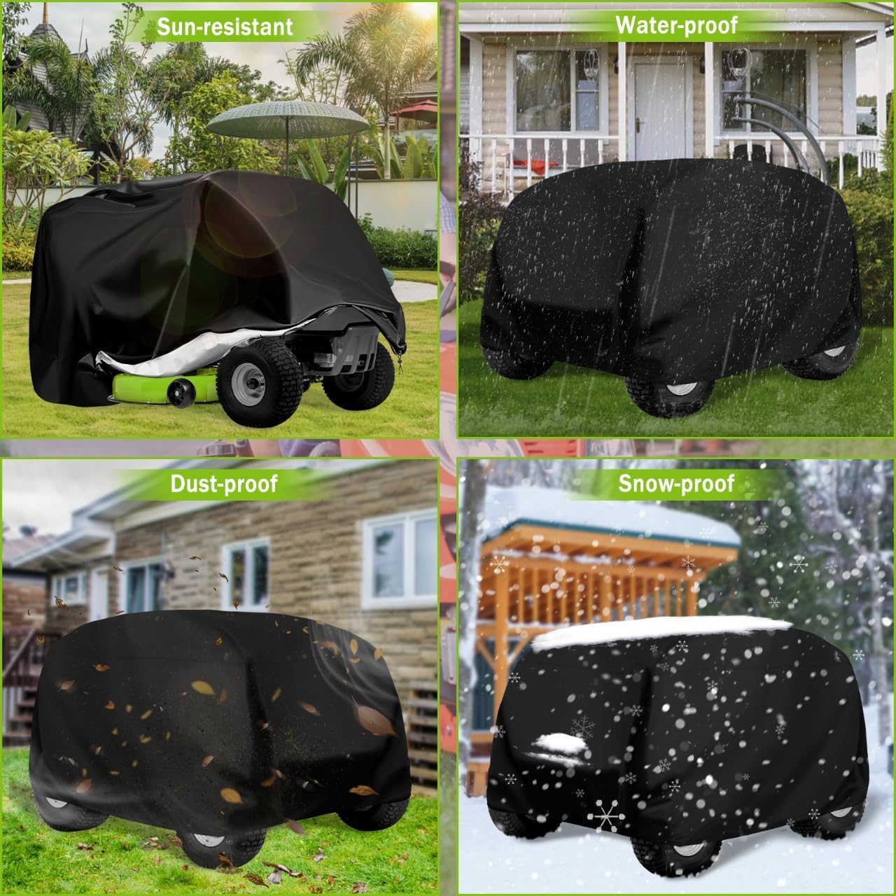 HCFGS Cubierta de cortacésped para montar, cubierta impermeable para tractor para cubiertas de hasta 54 pulgadas, poliéster Oxford 420D resistente,