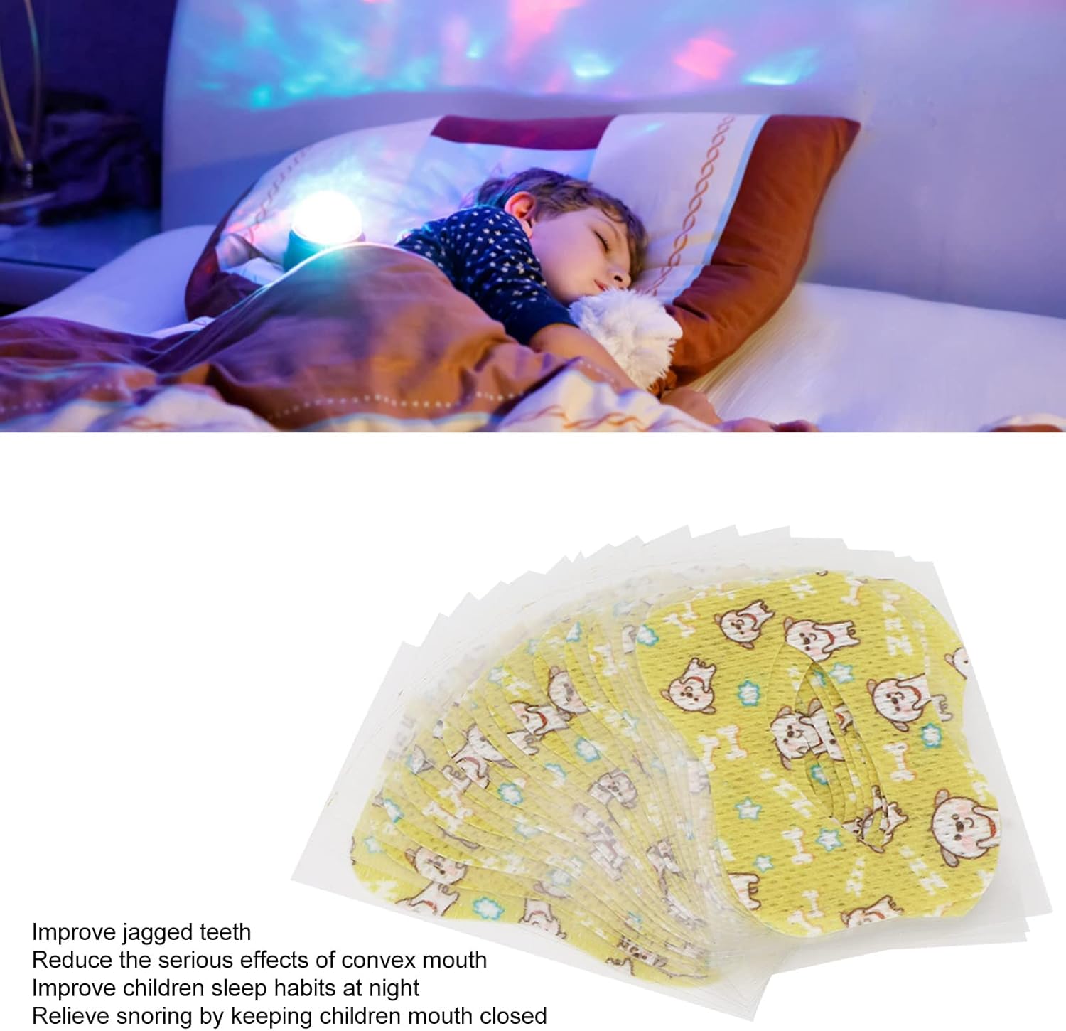 40 unidades de cinta para dormir para niños, calcomanías de corrección bucal para niños, evita ronquidos para dormir, respiración suave reduce los