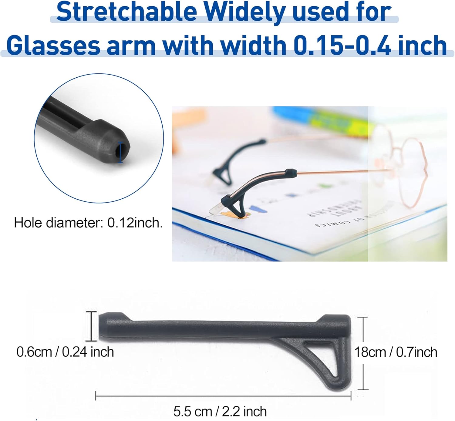 Almohadillas para gafas con gancho, agarres antideslizantes de silicona para las patillas para gafas, ganchos para las orejas, retenedores de gafas,