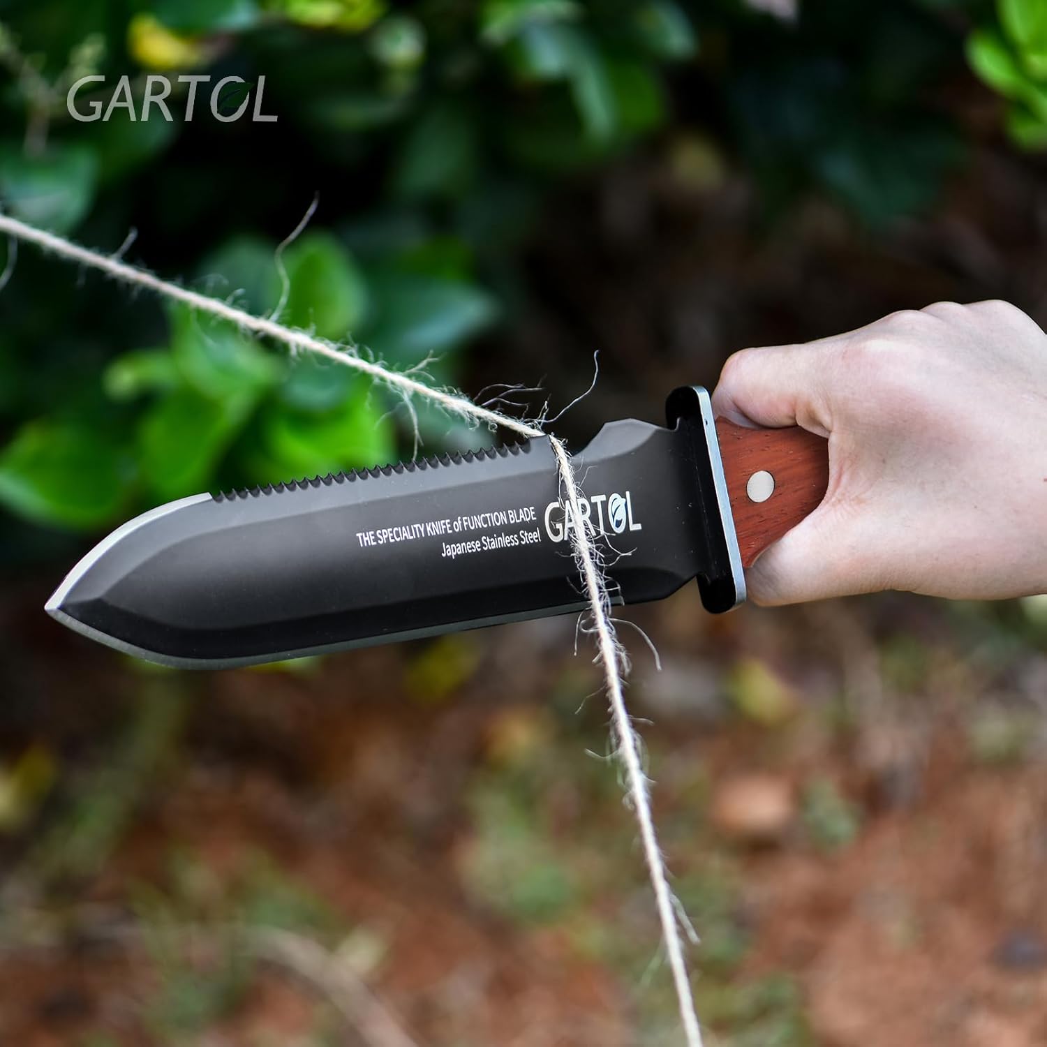 GARTOL Hori Hori – Cuchillo de jardín, herramientas de jardín con funda para deshierbar, excavar, cortar y plantar, con hoja de acero inoxidable de