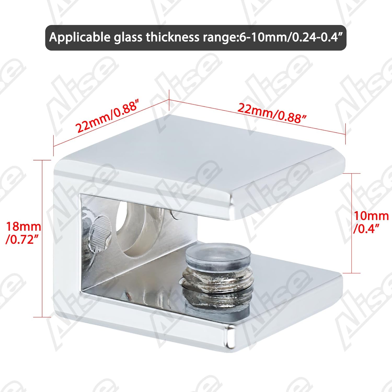 Alise Soporte de estante de vidrio, soportes de abrazadera ajustables para estantes, abrazaderas de montaje en pared para estantes de vidrio de