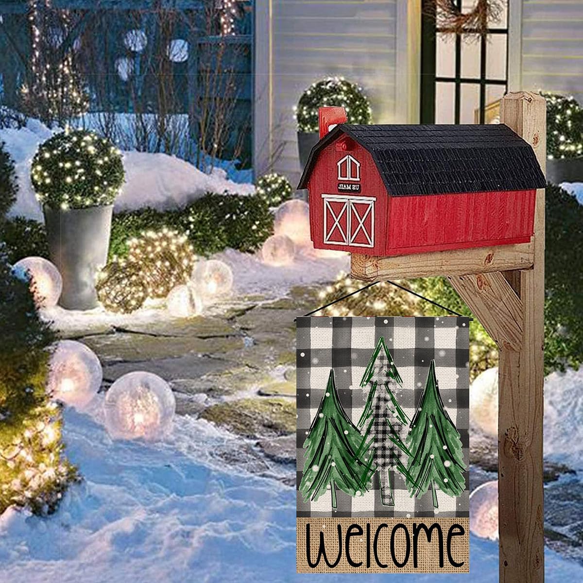 Bandera de jardín de Navidad de doble cara de 12.5 x 18.5 pulgadas, decoración de árboles de Navidad para el hogar, jardín, patio, exterior, porche,