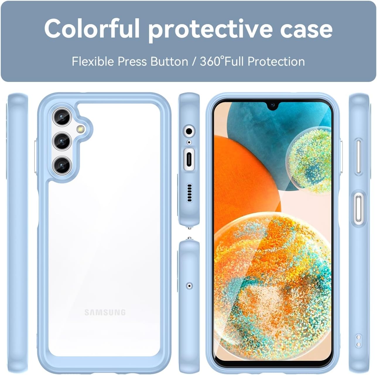 Funda transparente para Galaxy A14, Samsung A14 5G SM-A145F SM-A146U con protector de pantalla, a prueba de golpes, policarbonato duro transparente