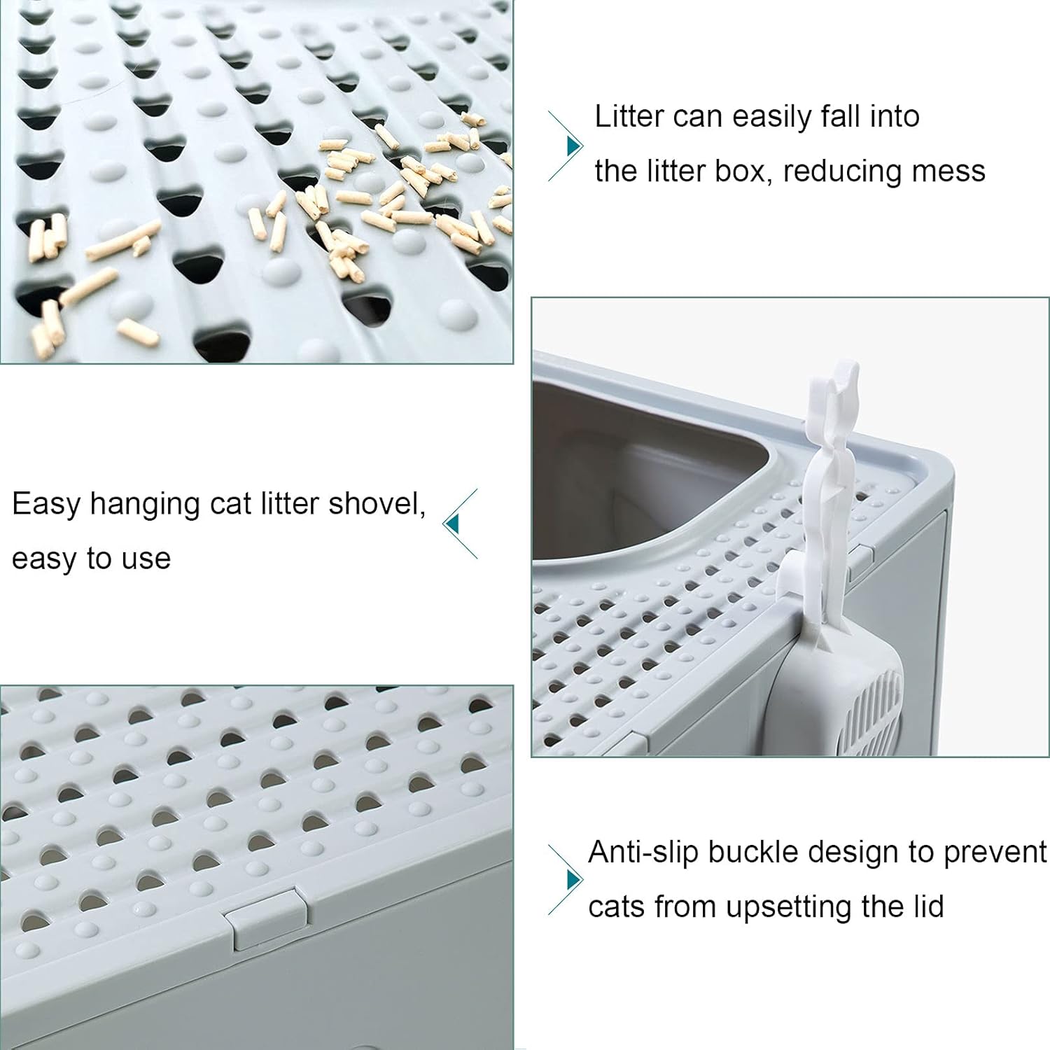kathson Caja de arena grande plegable para gatos con tapa, orinal cerrado para gatos con cajón de entrada superior, suministros de inodoro para