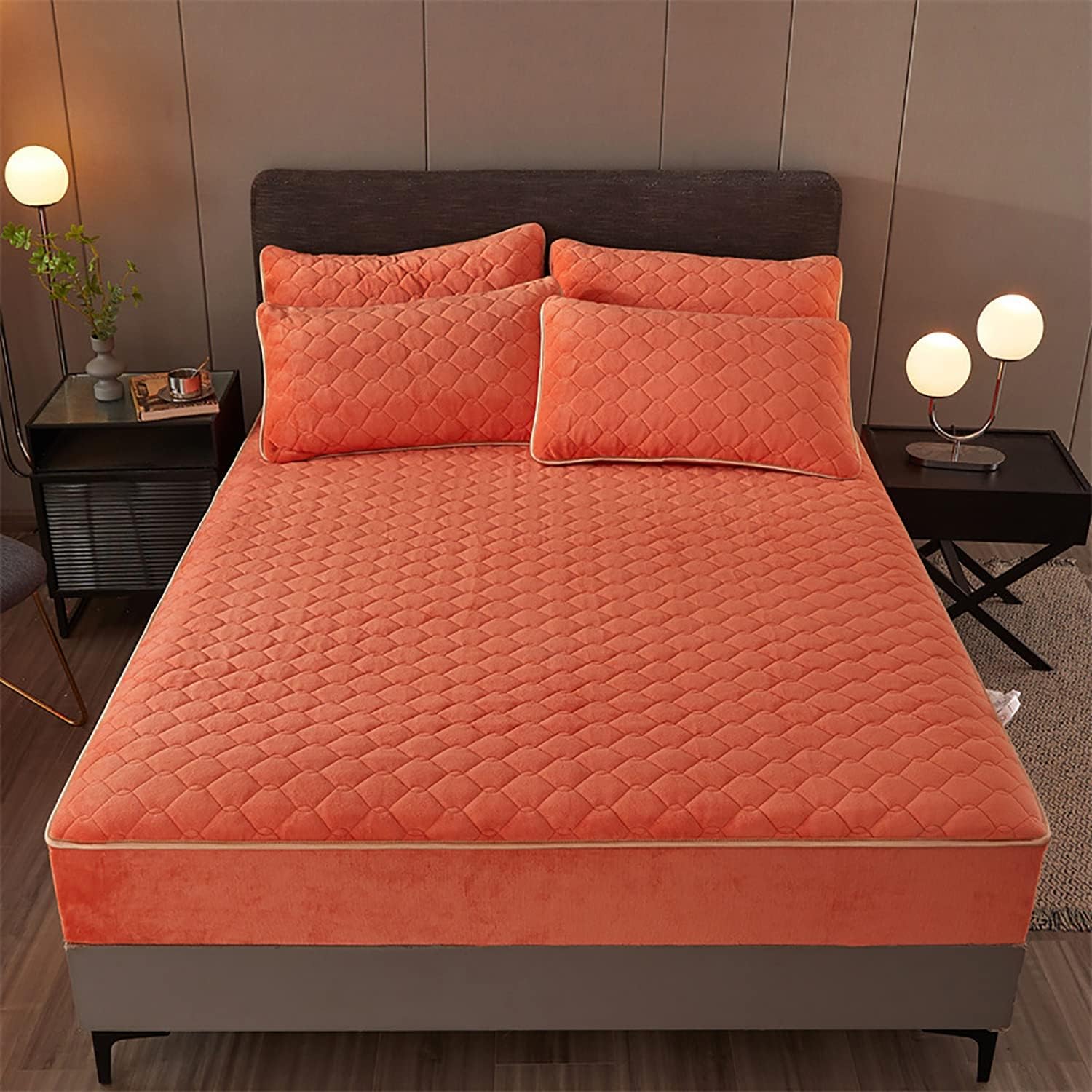 Fundas de colchón de franela de invierno, sábana bajera de felpa con bolsillo profundo, protector de colchón de terciopelo coral, sábana bajera