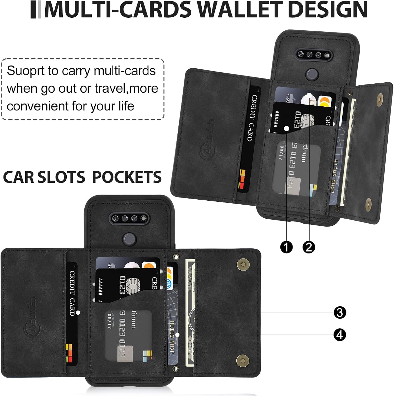 Asuwish Funda de teléfono para LG K51Reflect LTEQ51 Funda tipo cartera con protector de pantalla de vidrio templado y soporte para tarjetas,