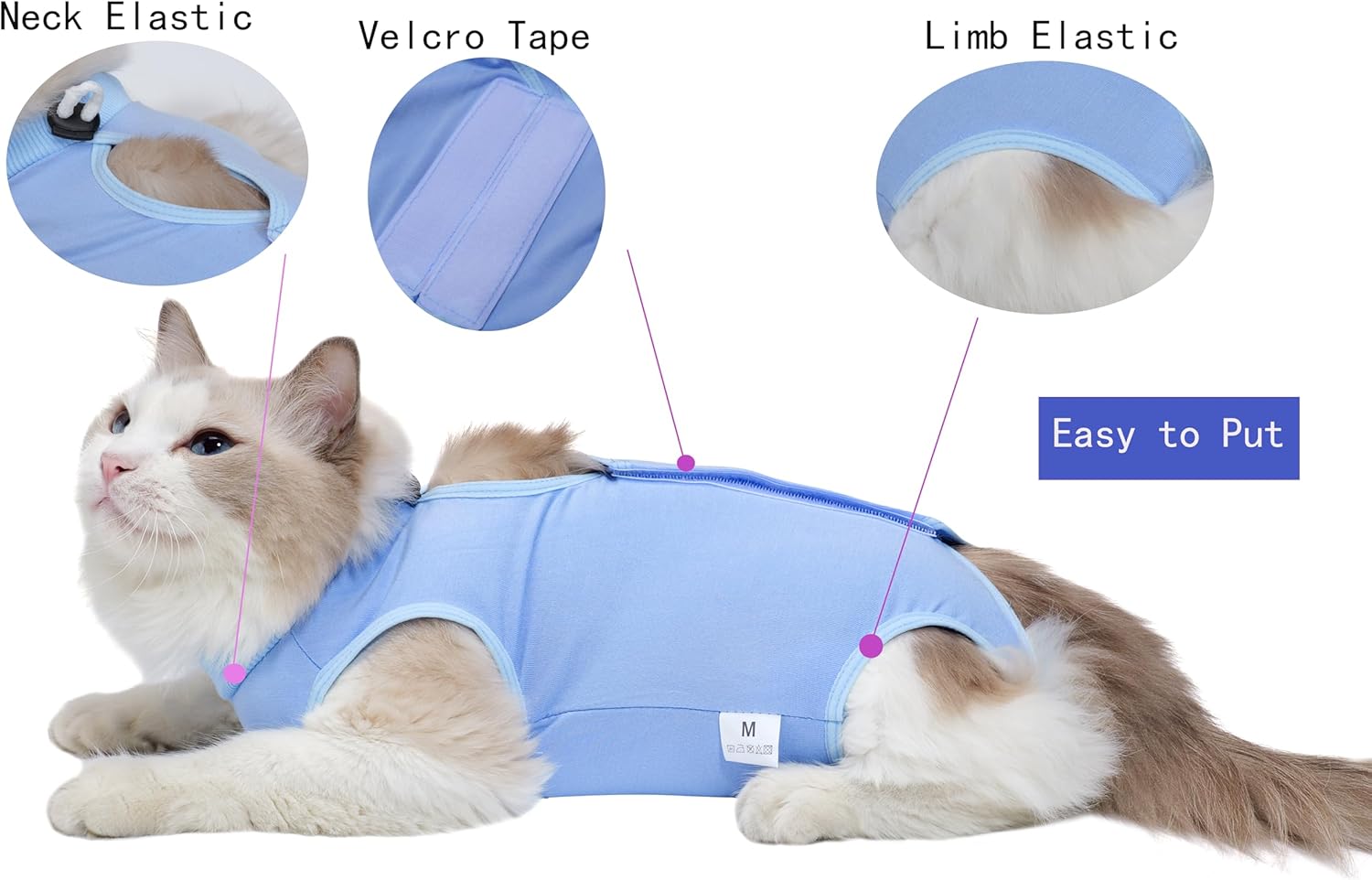 Traje de recuperación de cirugía de gato, enterizo de gato para gatos después de una cirugía, esterilización quirúrgica poscirugía poscirugía herida