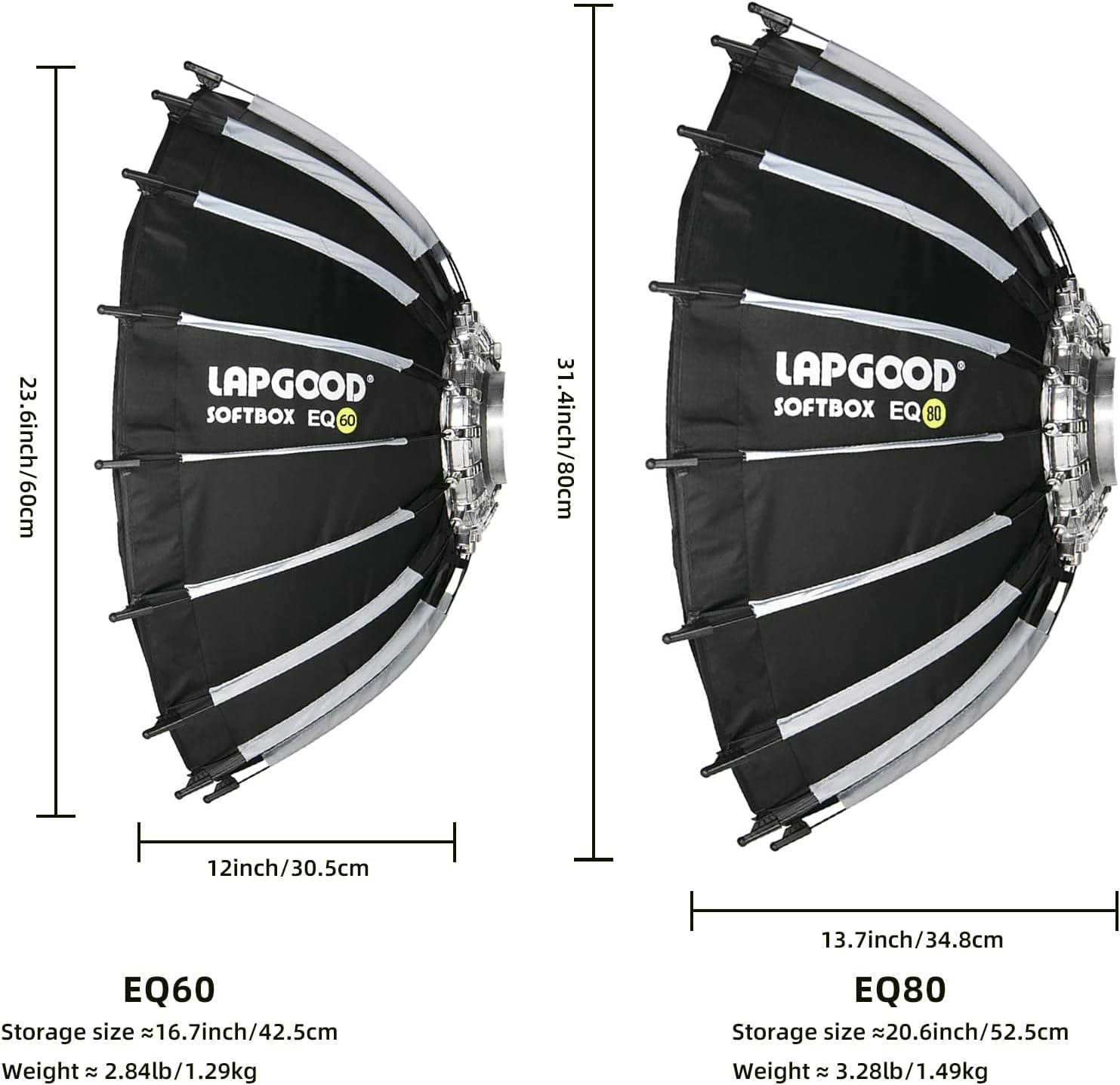LAPGOOD Plato de belleza Softbox de 31.5 pulgadas con rejilla y diseño de doble paño suave, difusor de montaje Bowens para luces de flash y video,