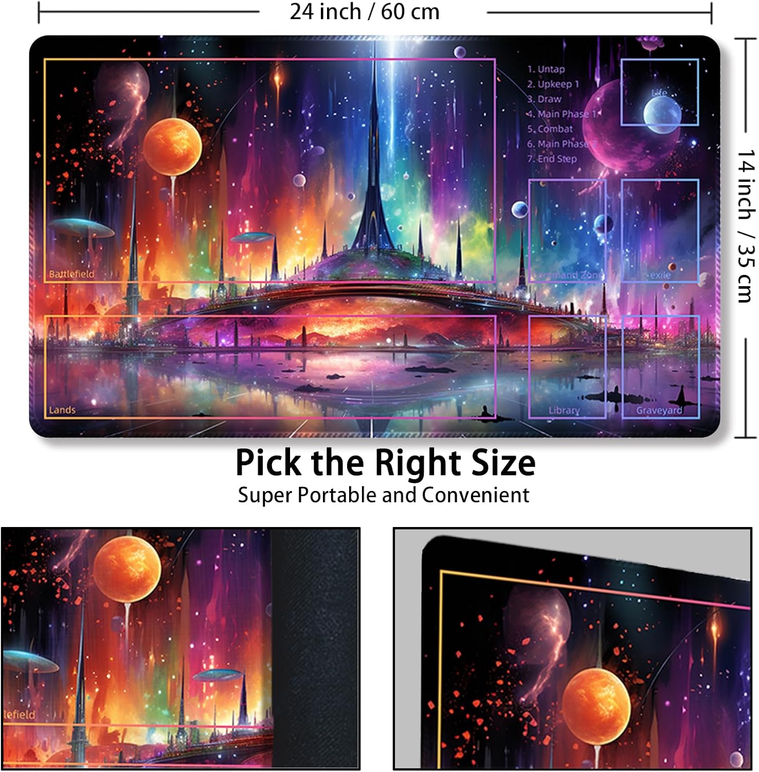 MTG – Tapete de juego con bolsas de almacenamiento gratis, tapete de juego MTG de 24 x 14 pulgadas, TCG y tapete de juego de mesa para tarjetas,