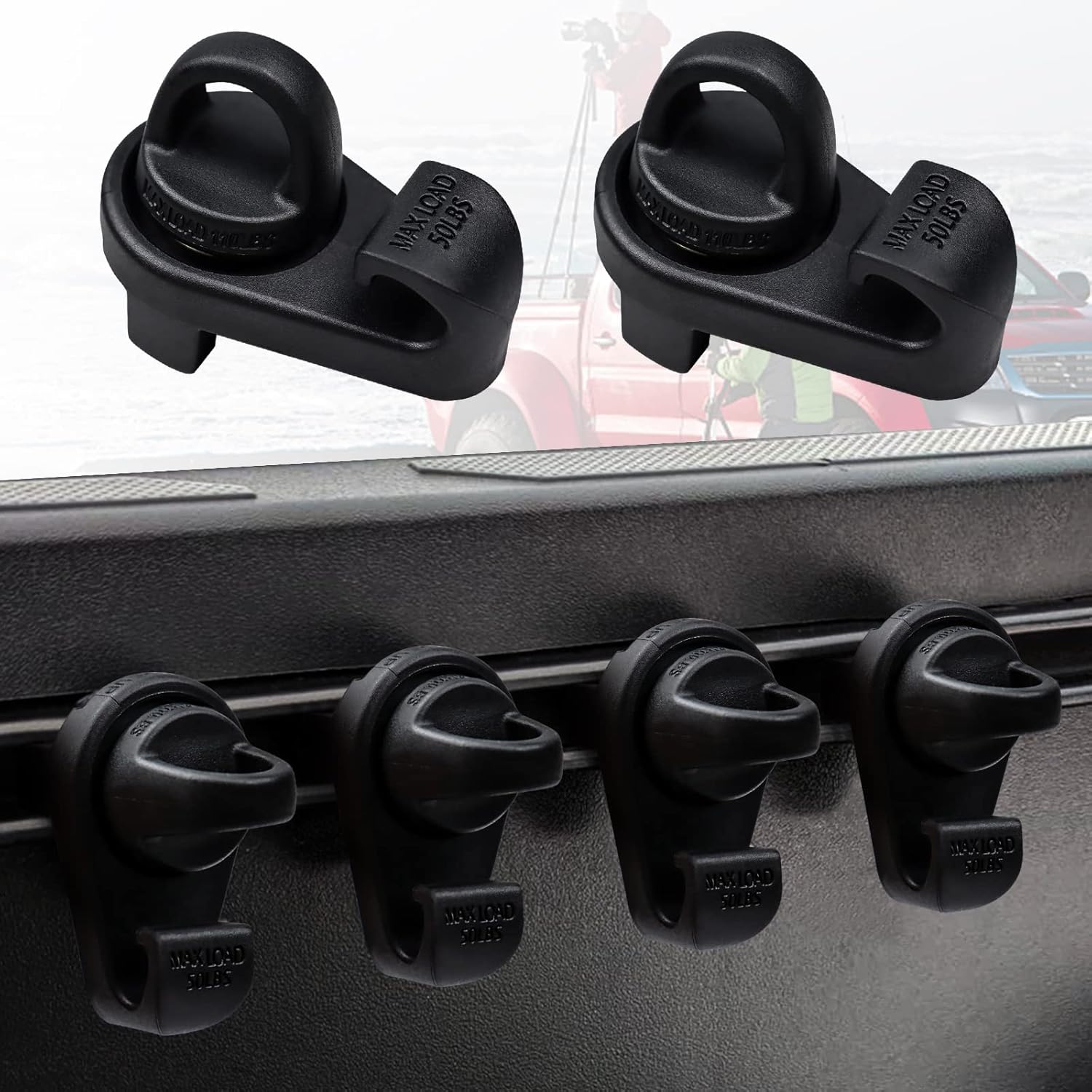 4 barras de cama mini de amarre con ganchos, PT278-35075PT278-00160 compatibles con Toyota Tacoma 2005-2019, Toyota Tundra 2007-2019