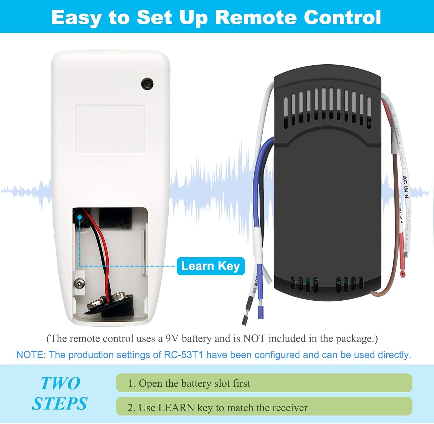 Kit de control remoto universal para ventilador de techo, repuesto para Hunter, Hampton Bay, Litex, 3 velocidades, con receptor FAN37R, reemplazo