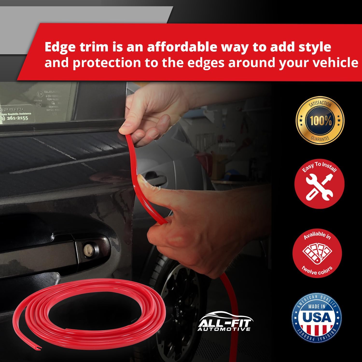 All-Fit – Protector de puerta automotriz con borde de 2 puertas, ajuste universal, fabricado en los Estados Unidos, color blanco