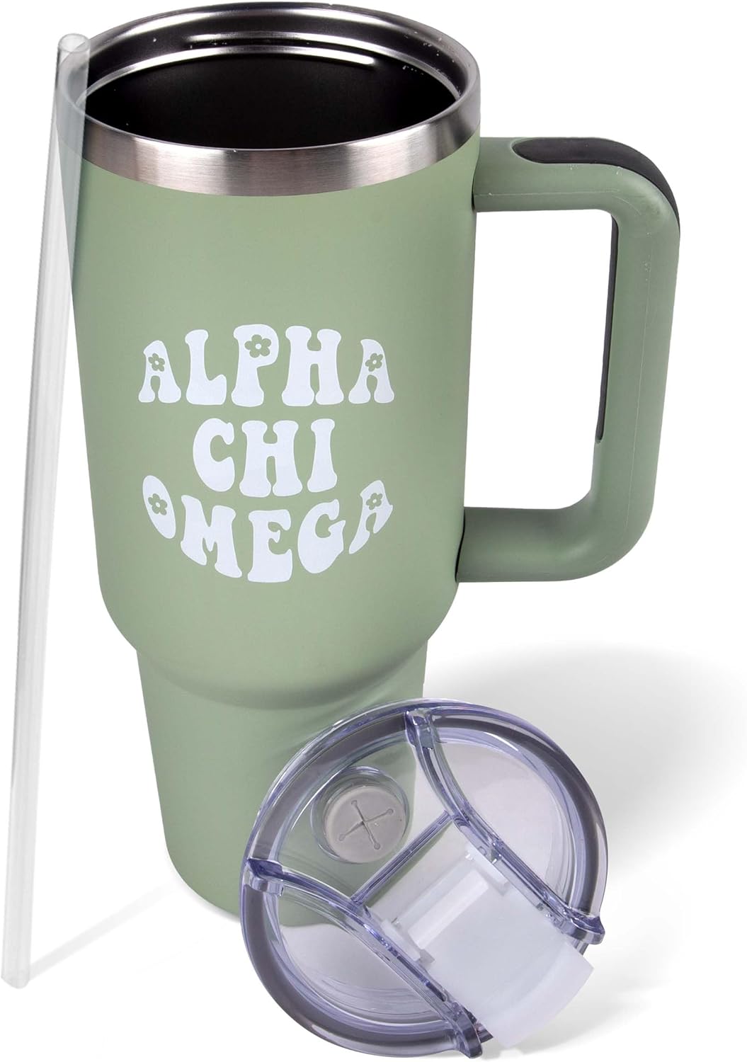 Sorority Shop Alpha Chi Omega – Vaso de 40 onzas con asa  Vasos para mejor amiga para mujer  Lindo vaso con grabado de hermandad  Vasos aislados