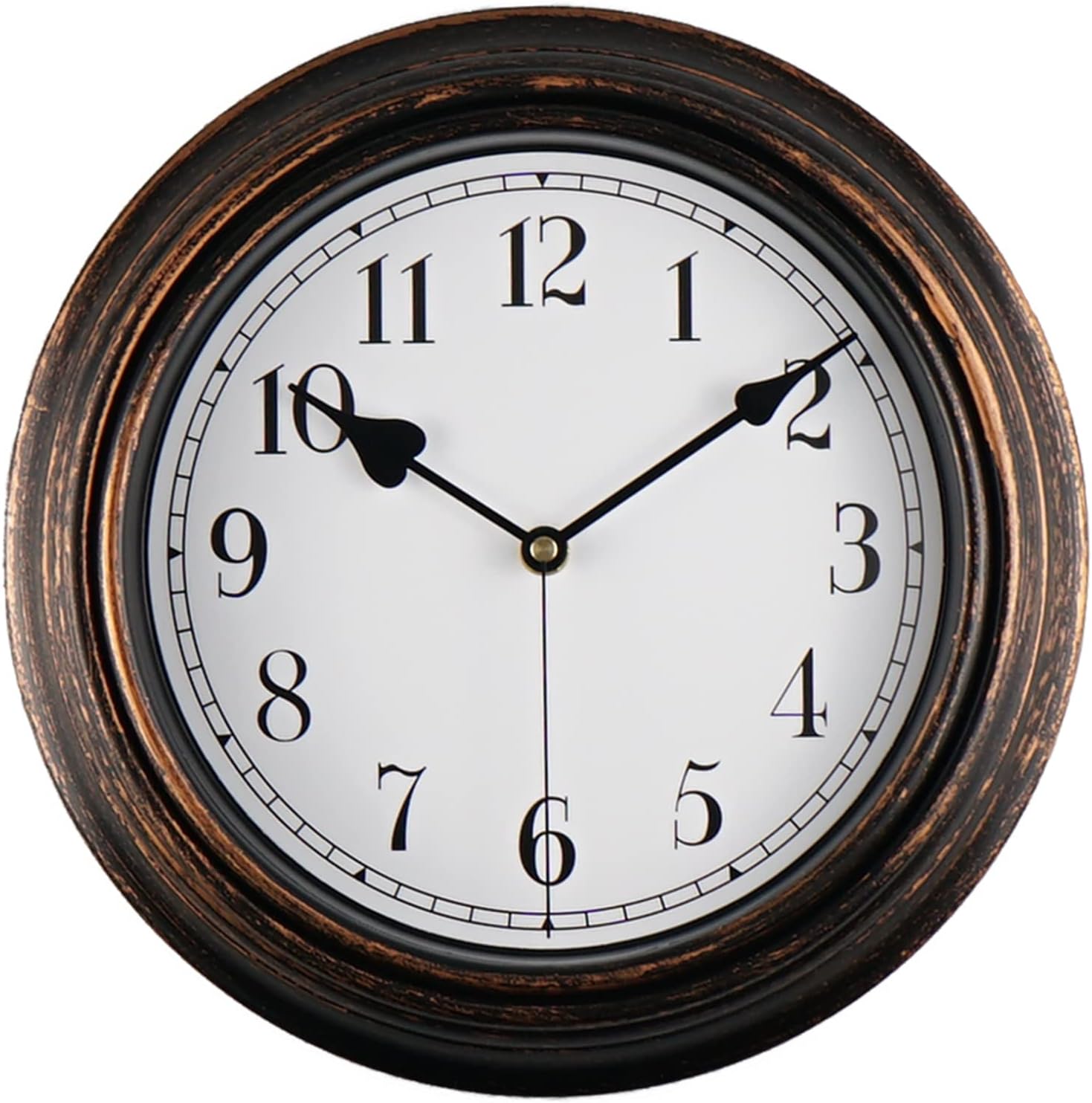 Reloj de pared retro, reloj clásico vintage silencioso sin tictac de 10 pulgadas, fácil de leer, reloj de cuarzo de calidad que funciona con pilas,