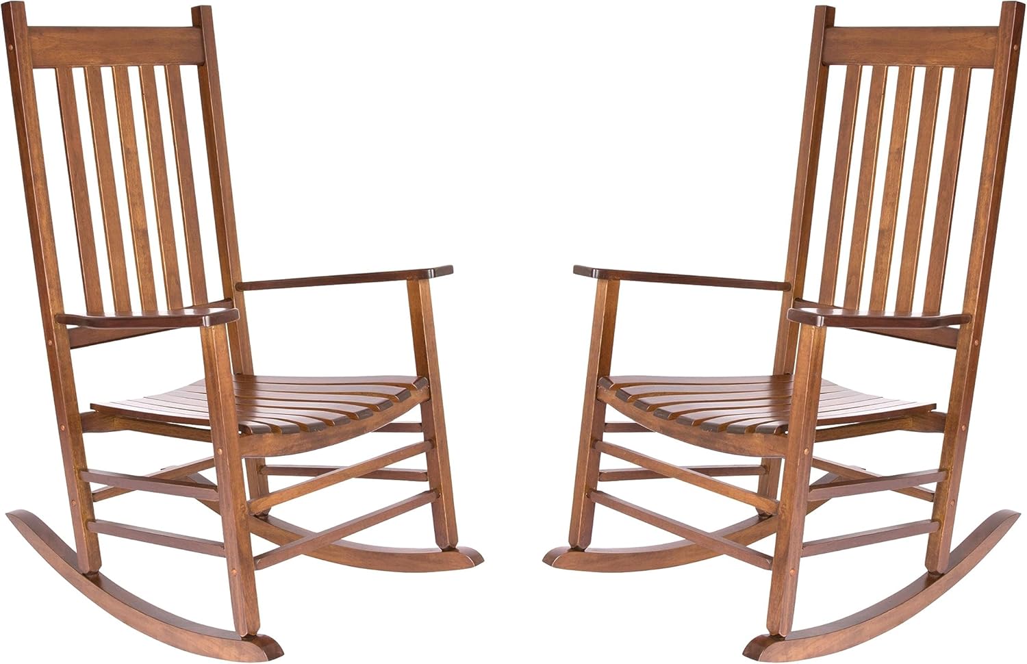 Shine Company Vermont – Juego de 2 mecedoras para porche delantero al aire libre, color roble