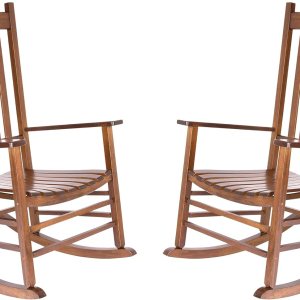 Shine Company Vermont – Juego de 2 mecedoras para porche delantero al aire libre, color roble Shine Company Vermont – Juego de 2 mecedoras para porche delantero al aire libre, color roble