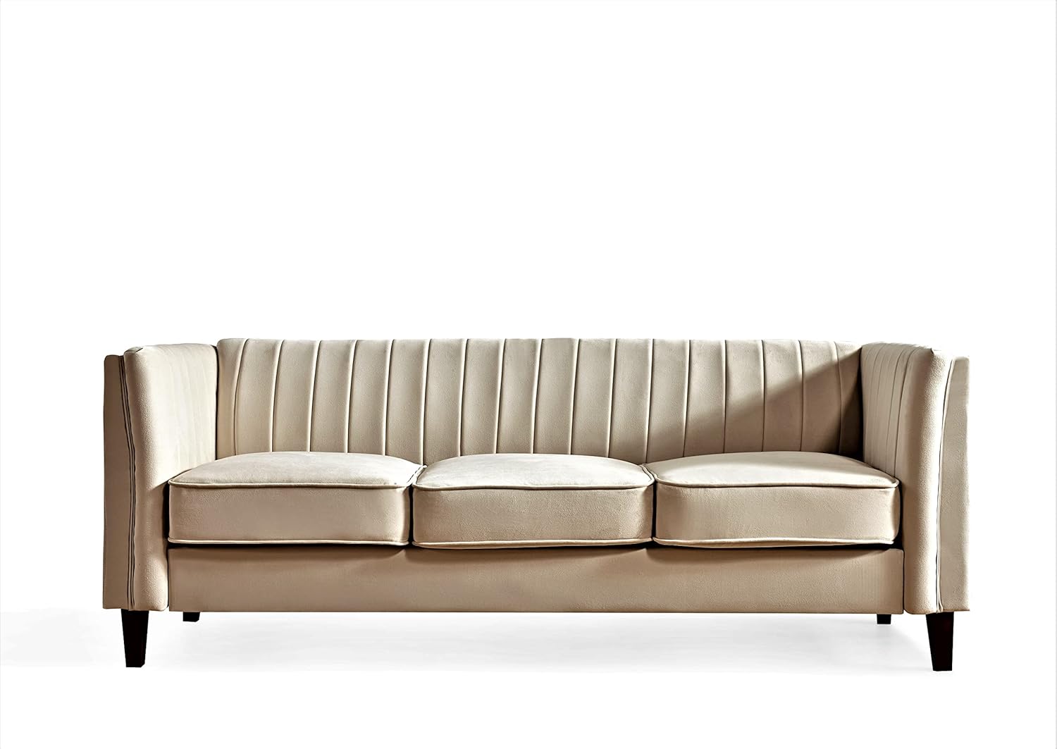Container Furniture Direct Sofá moderno de terciopelo de lujo para sala de estar, con espuma de alta densidad, tapicería de tela suave, cojines