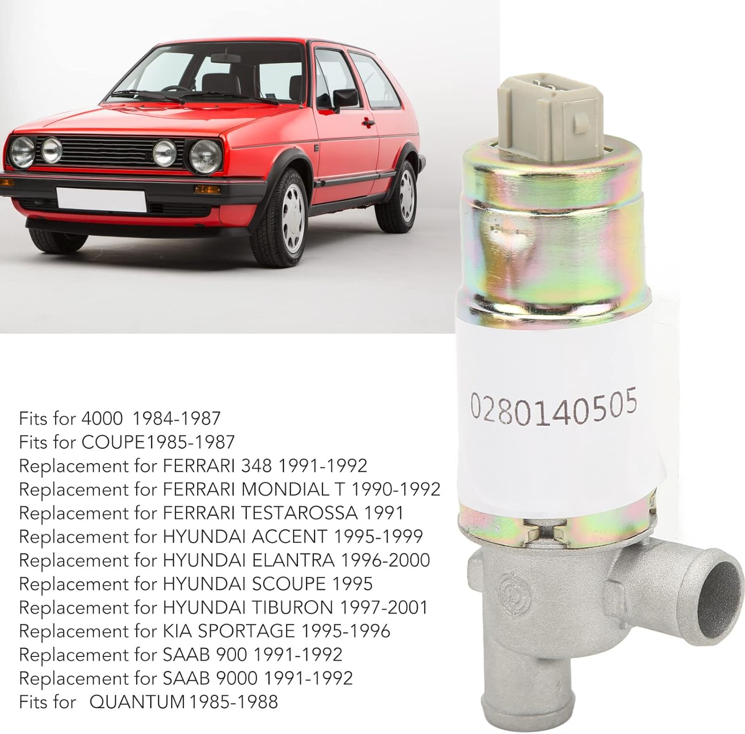 Piezas de automóvil, válvula de inyección de combustible 0280140505 Reemplazo del conector de control de aire inactivo IAC para ACCENT ELANTRA SCOUP