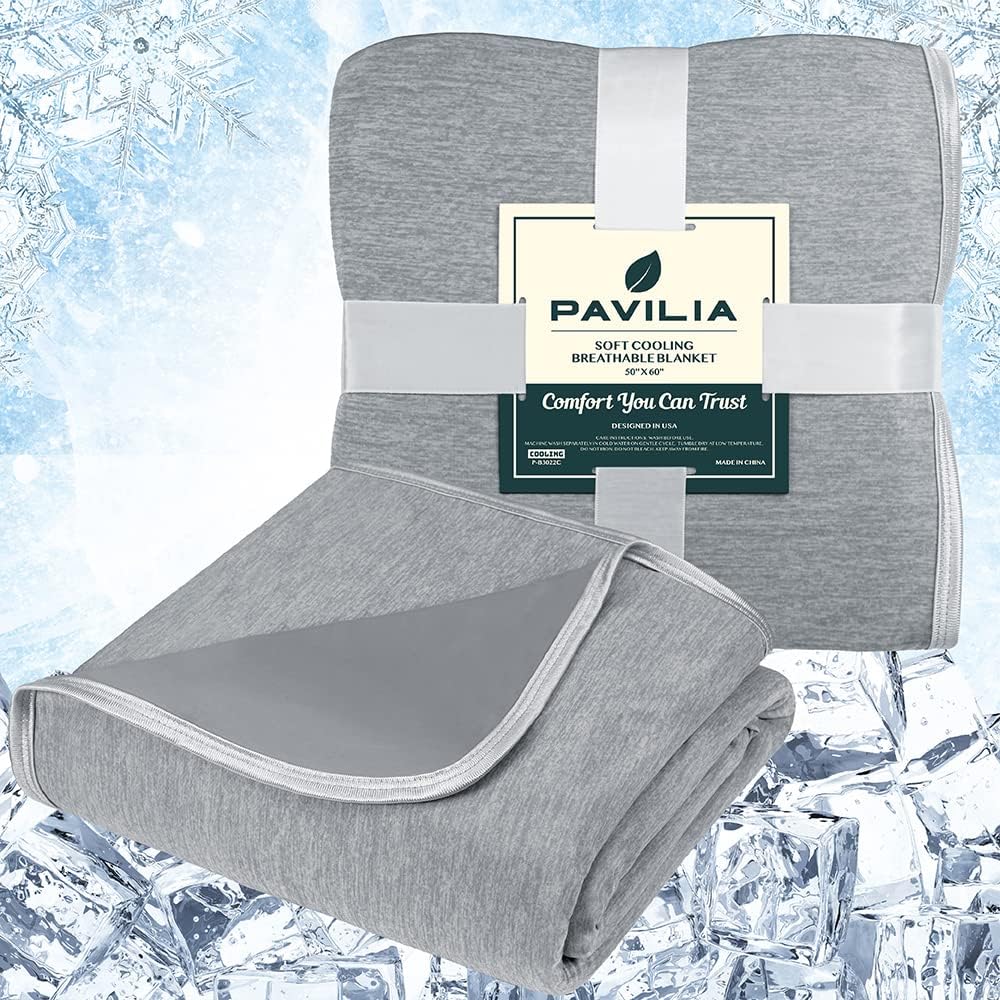 PAVILIA Manta refrescante para durmientes acalorados, manta ligera de verano para cama, manta refrescante para sudores nocturnos que absorbe el