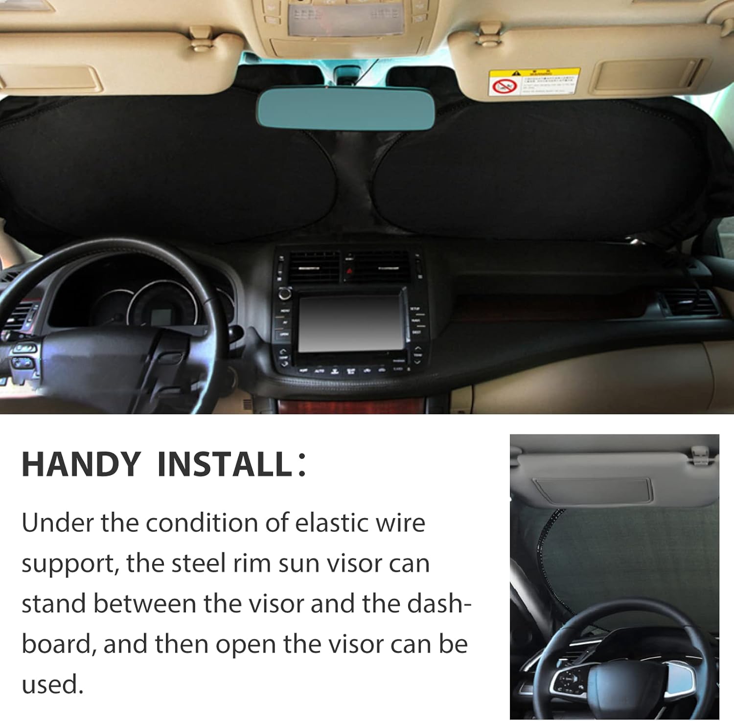 Siapupy Parasol para parabrisas con bolsa de almacenamiento para SUV, protector solar de poliéster 190T duradero para ventana delantera, accesorios