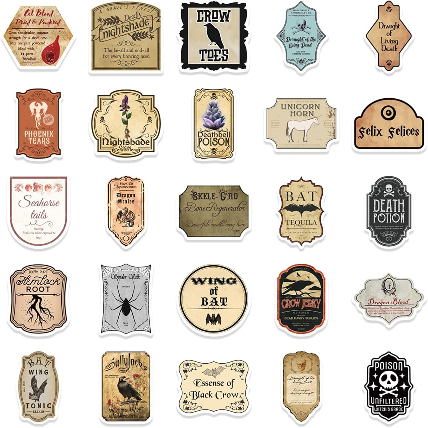 50 calcomanías de etiqueta de poción, retro, estética, para botella de agua, laptop, patineta, equipaje, guitarra, automóvil, motocicleta,