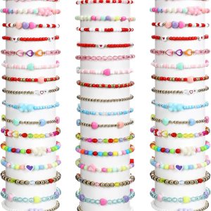 Juego de 48 pulseras de la amistad coloridas para niños, pulseras de cuentas ajustables, lindas pulseras de amistad de princesa, juego de pulseras Juego de 48 pulseras de la amistad coloridas para niños, pulseras de cuentas ajustables, lindas pulseras de amistad de princesa, juego de pulseras