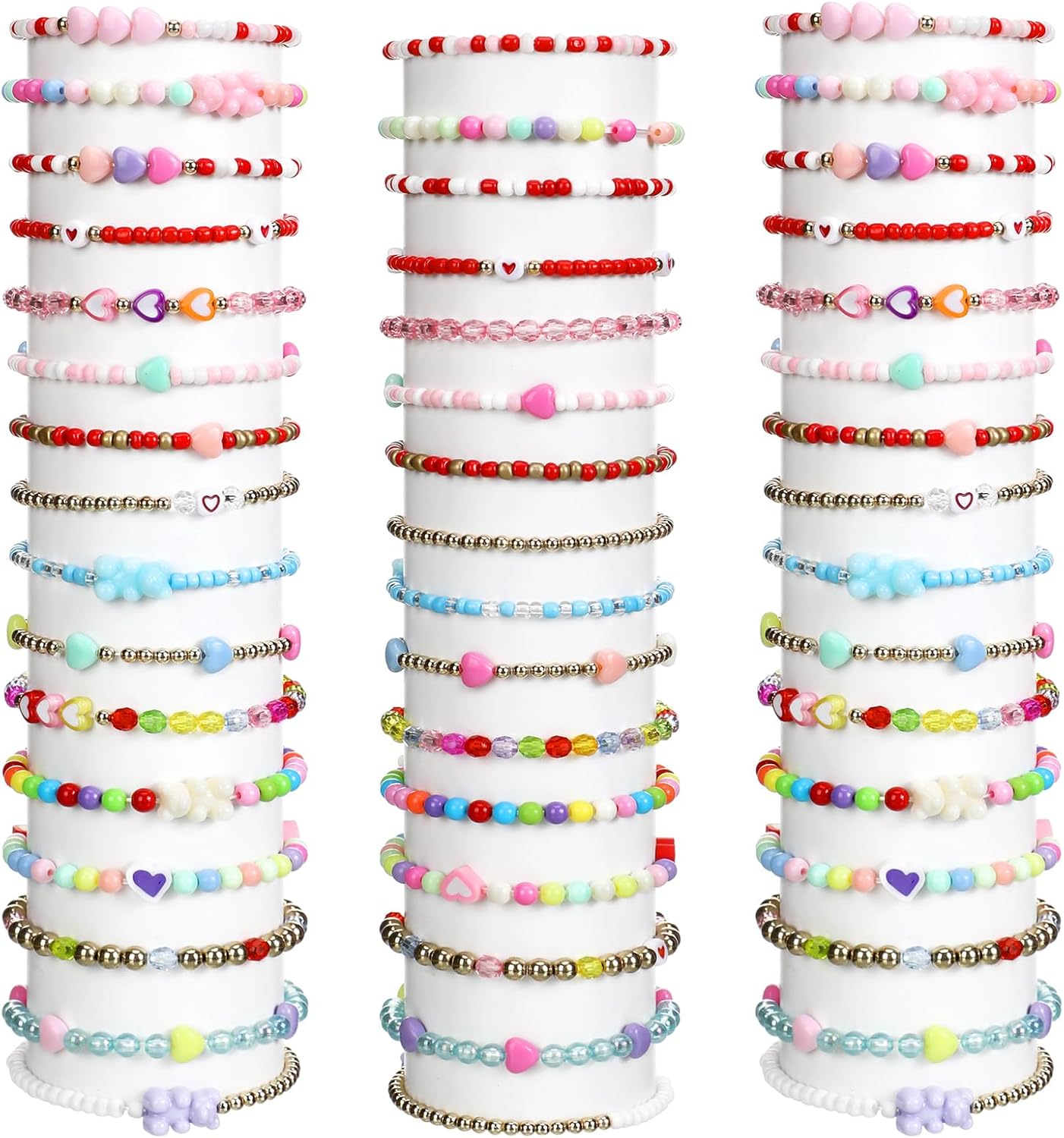Juego de 48 pulseras de la amistad coloridas para niños, pulseras de cuentas ajustables, lindas pulseras de amistad de princesa, juego de pulseras