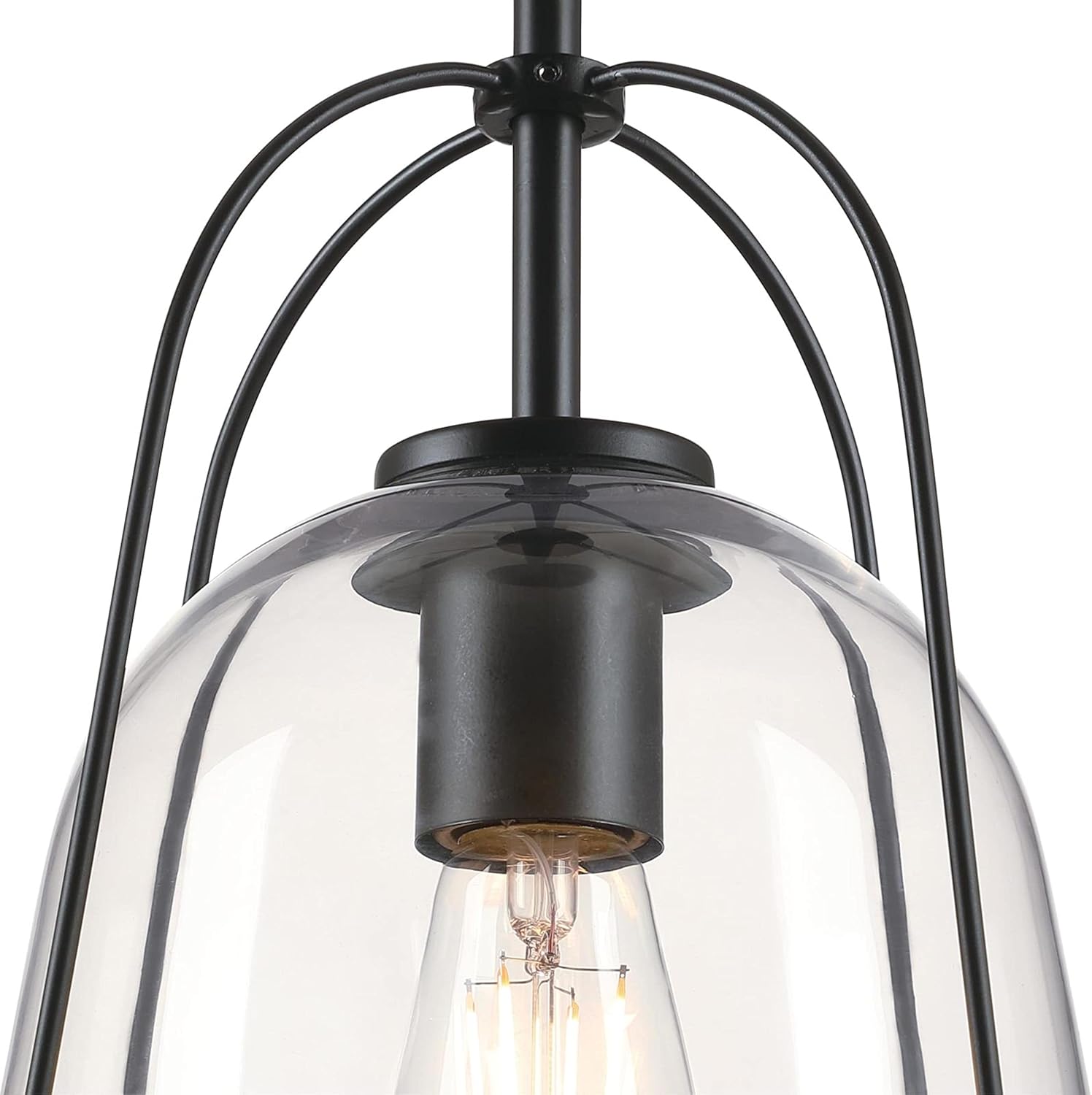 Westinghouse Lighting 6130100 Kewadin – Colgante de transición de una luz para interiores, acabado negro mate, cristal transparente