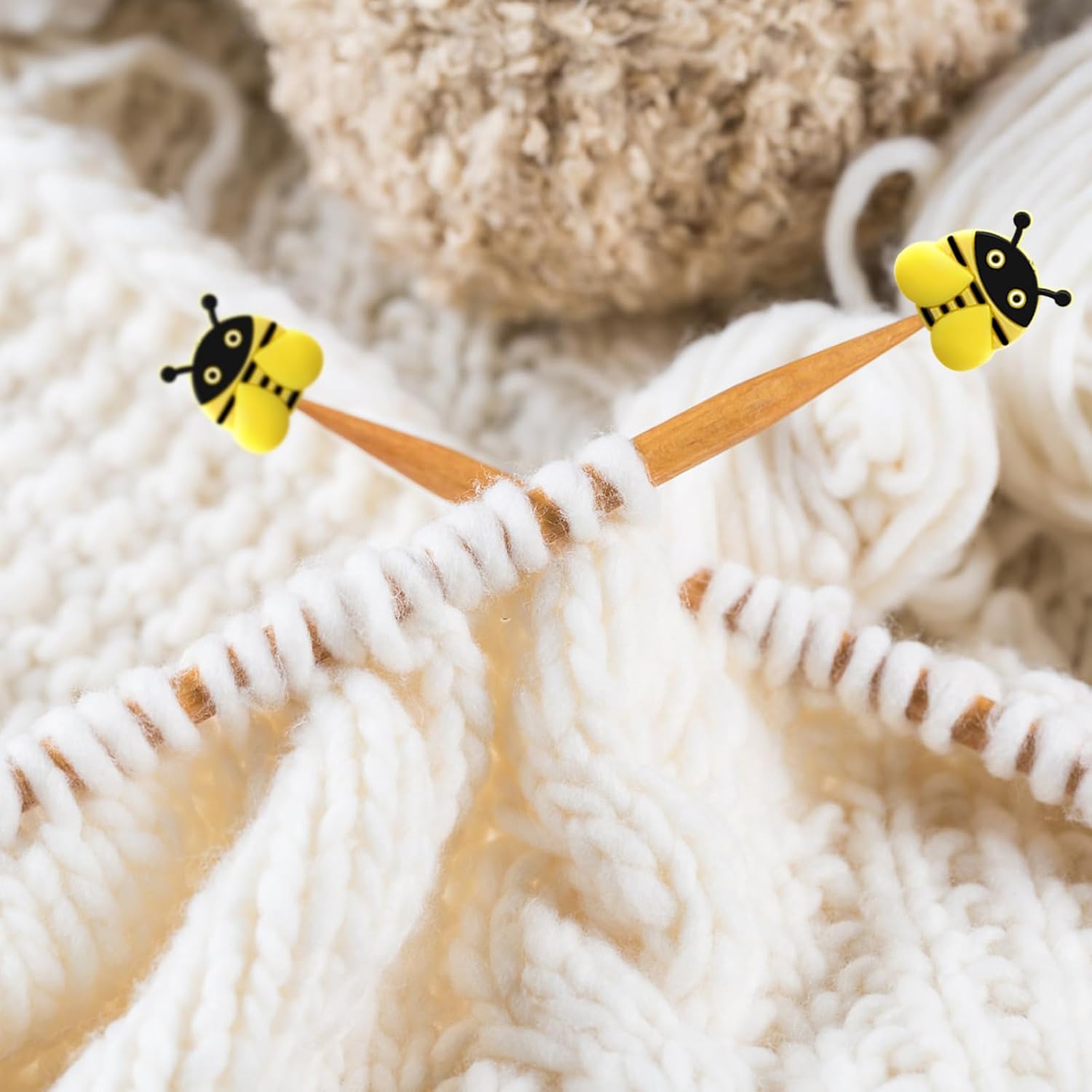6 tapones para agujas de tejer, lindos tapones de aguja de abeja, accesorios de punto de protección de aguja de EE. UU. 1.5 (0.098 in) a EE. UU. 15