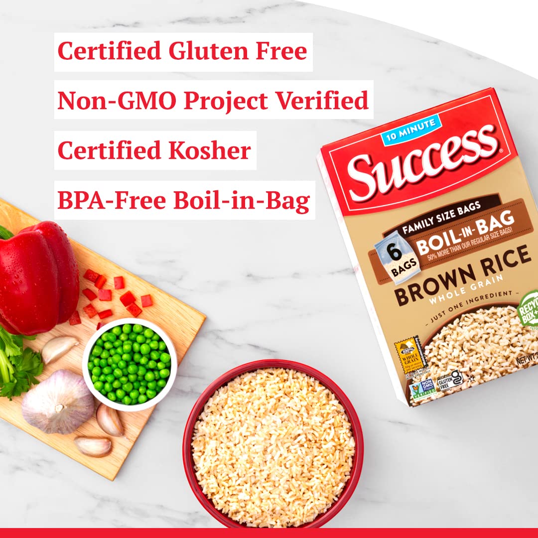 Success Arroz hervido en bolsa, arroz integral, comidas de arroz rápidas y fáciles, caja de 32 onzas (paquete de 3)