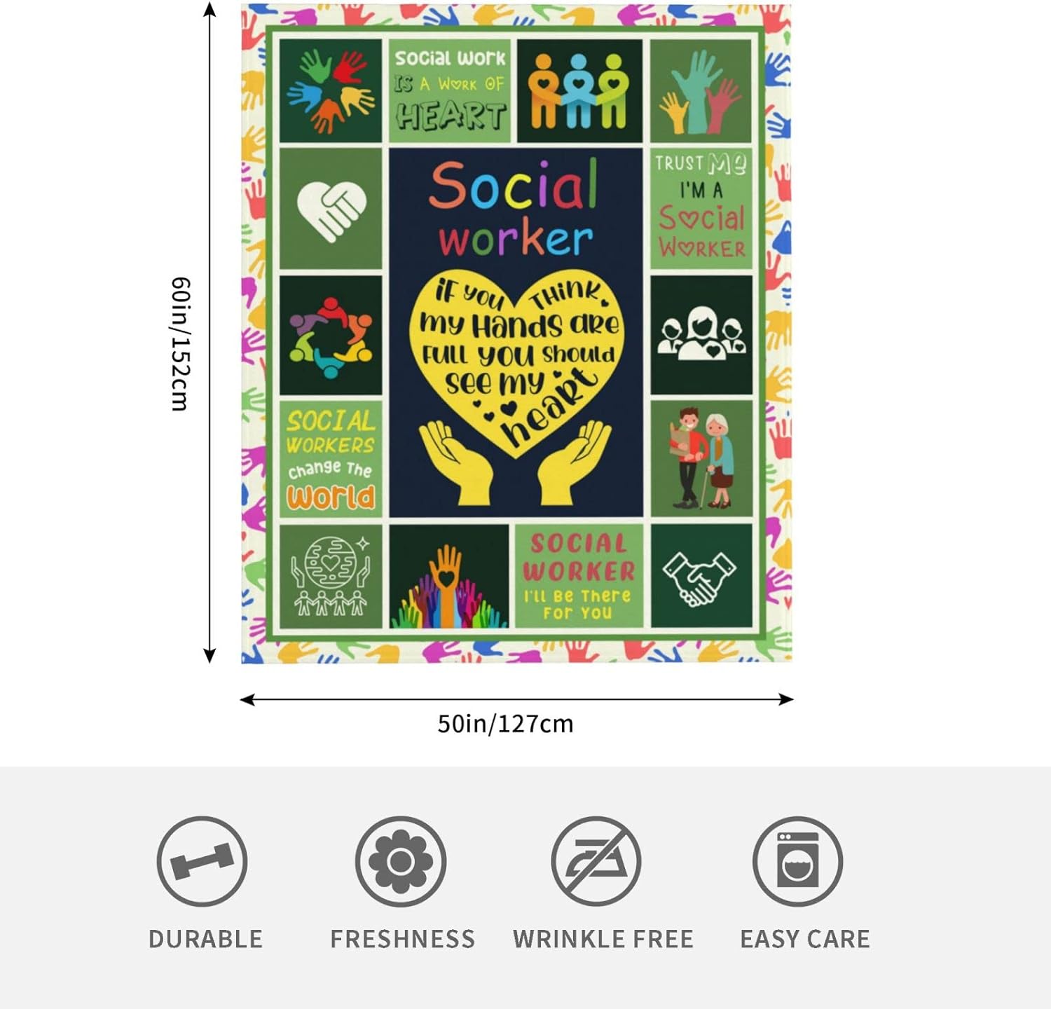 Manta de trabajador social, regalos para mujeres y hombres, manta de franela de felpa suave y cálida para sofá, cama, oficina, 50 x 60 pulgadas