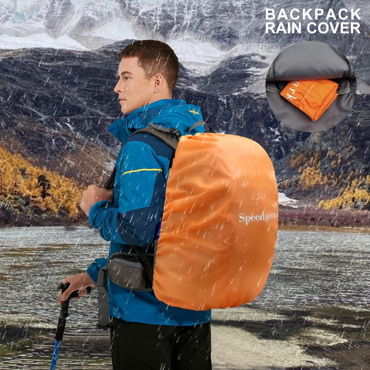 SPEEDPARK Mochila de senderismo impermeable de 40 litros con cubierta para lluvia, mochilas de viaje para senderismo al aire libre para hombres y