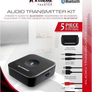 Xtreme – Kit de transmisor de audio de 5 piezas, transmisión de audio a auriculares compatibles con Bluetooth, barras de sonido, viene con Xtreme – Kit de transmisor de audio de 5 piezas, transmisión de audio a auriculares compatibles con Bluetooth, barras de sonido, viene con