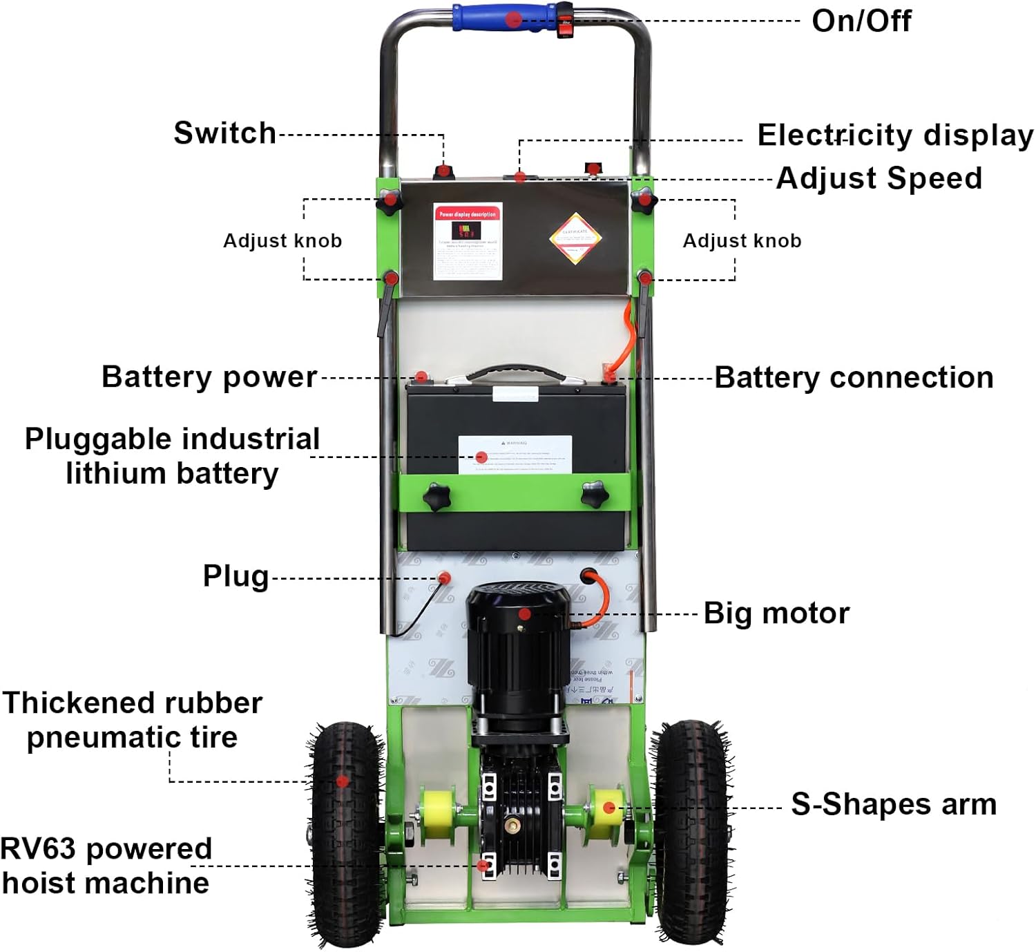 Carrito de mano eléctrico para escaleras, carrito de mano para mudanza, carga máxima de 880 libras, resistente, 1200 W, con motor de 1200 W, con