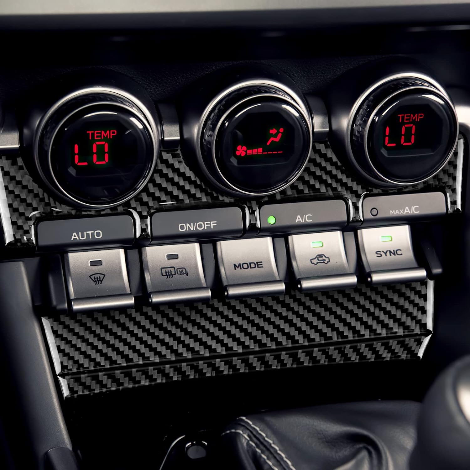 AIRSPEED Cubierta de panel de consola central para Subaru BRZ Toyota GR86 2021 2022, marco de botón de aire acondicionado, adhesivo de fibra de