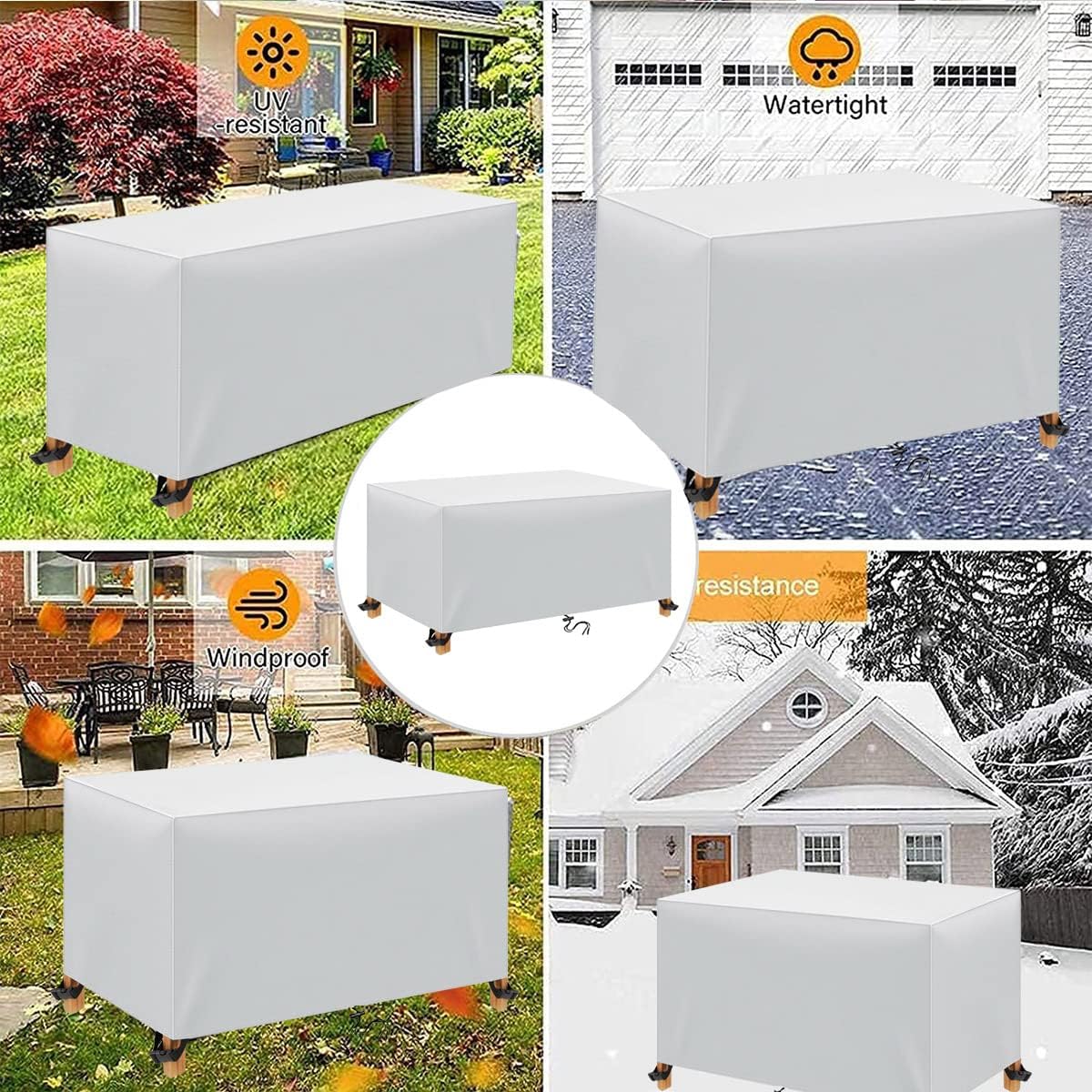Fundas para muebles de patio, impermeables, para exteriores, tela Oxford 600D, fundas de sofá rectangulares, resistentes a la intemperie, para