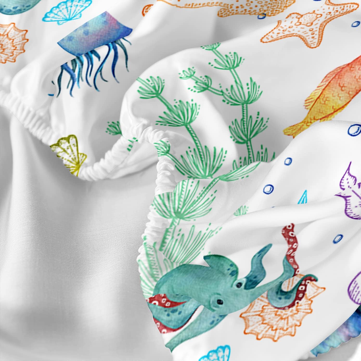 Juego de sábana bajera ajustable de tortuga marina con peces tropicales y vida marina de reptiles, animales marinos, funda de cama para adolescentes