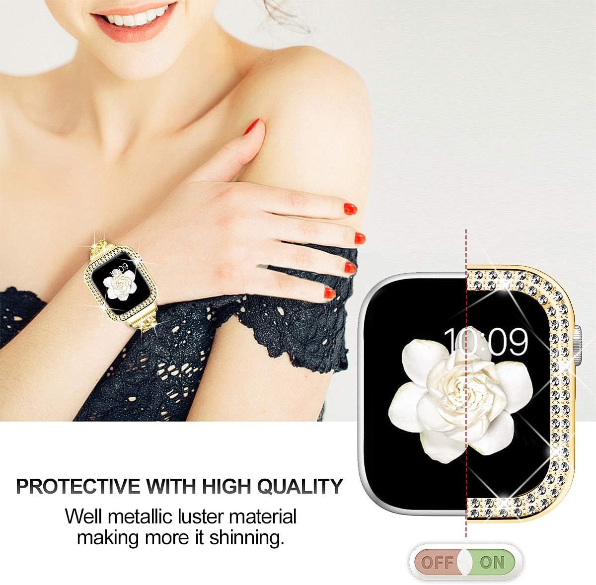DABAOZA Funda compatible con Bling Apple Watch Ultra 21 SE Series 9 8 7 6 5 4 3 2 1, brillante para mujeres y niñas, con diamantes de imitación de