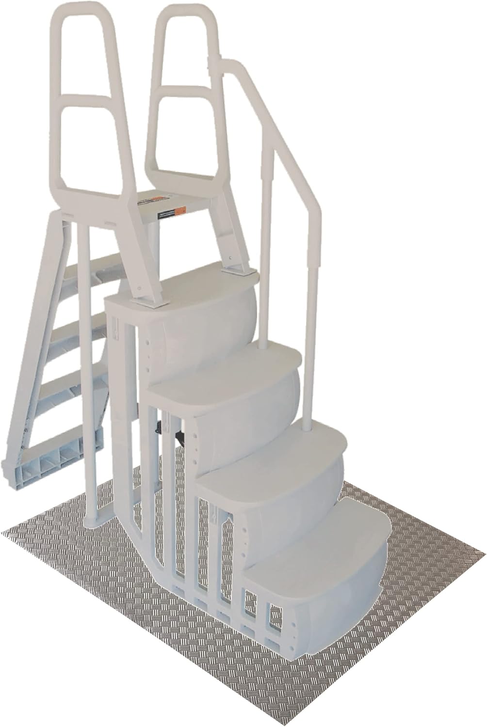 Main Access Smart Step – Sistema de entrada de piscina sobre el suelo con alfombrilla de piscina de 36 x 36 pulgadas, color gris pardo