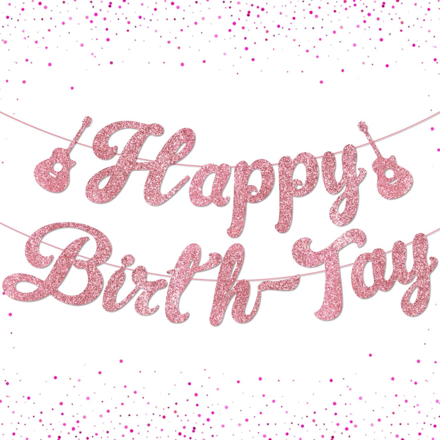 Decoraciones de cumpleaños, pancarta de feliz nacimiento, pancarta de cumpleaños sin bricolaje, decoración de feliz nacimiento de oro rosa con